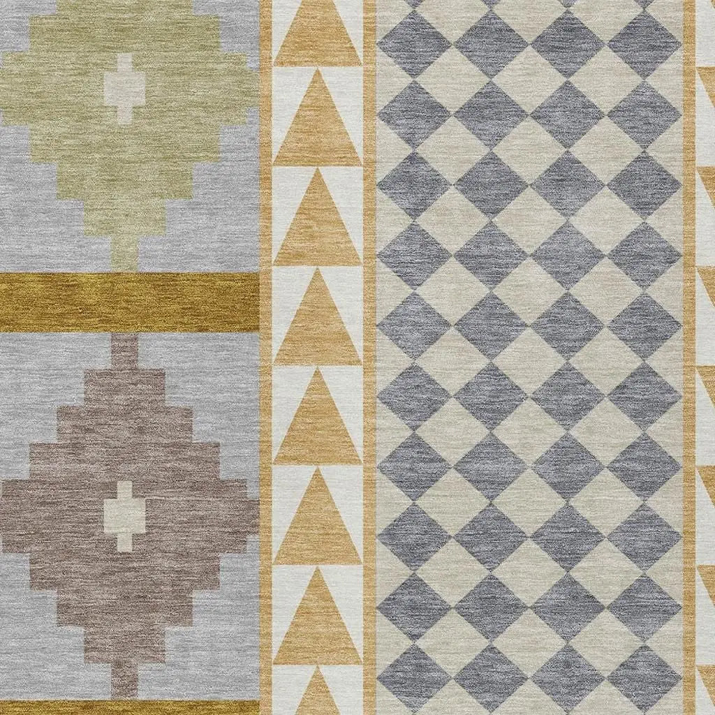 8' X 10' Gold And Copper Southwestern Washable Indoor Outdoor Area Rug Homeroots Outdoor
