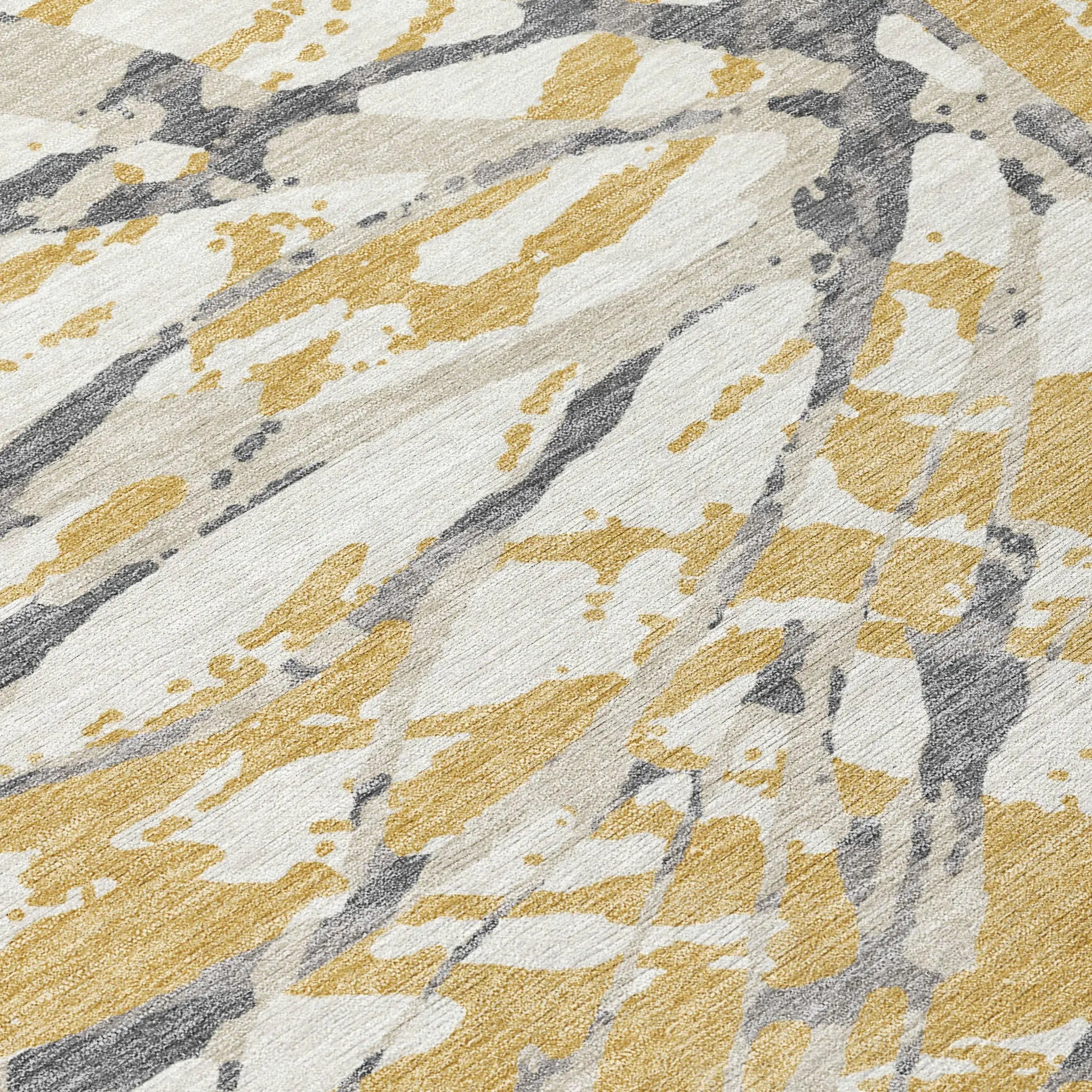 8' X 10' Gold And Ivory Abstract Washable Indoor Outdoor Area Rug Homeroots Outdoor