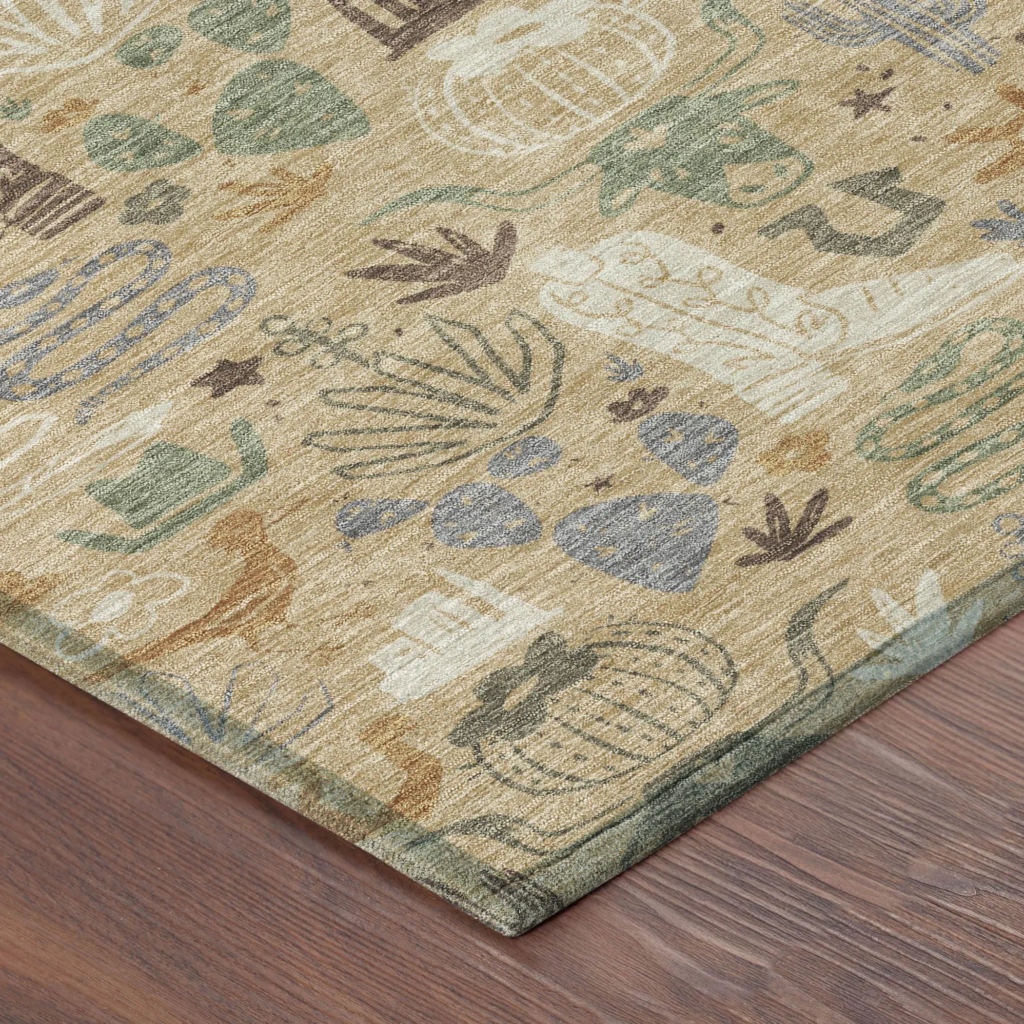 8' X 10' Gold And Ivory Cactus Washable Indoor Outdoor Area Rug Homeroots Outdoor