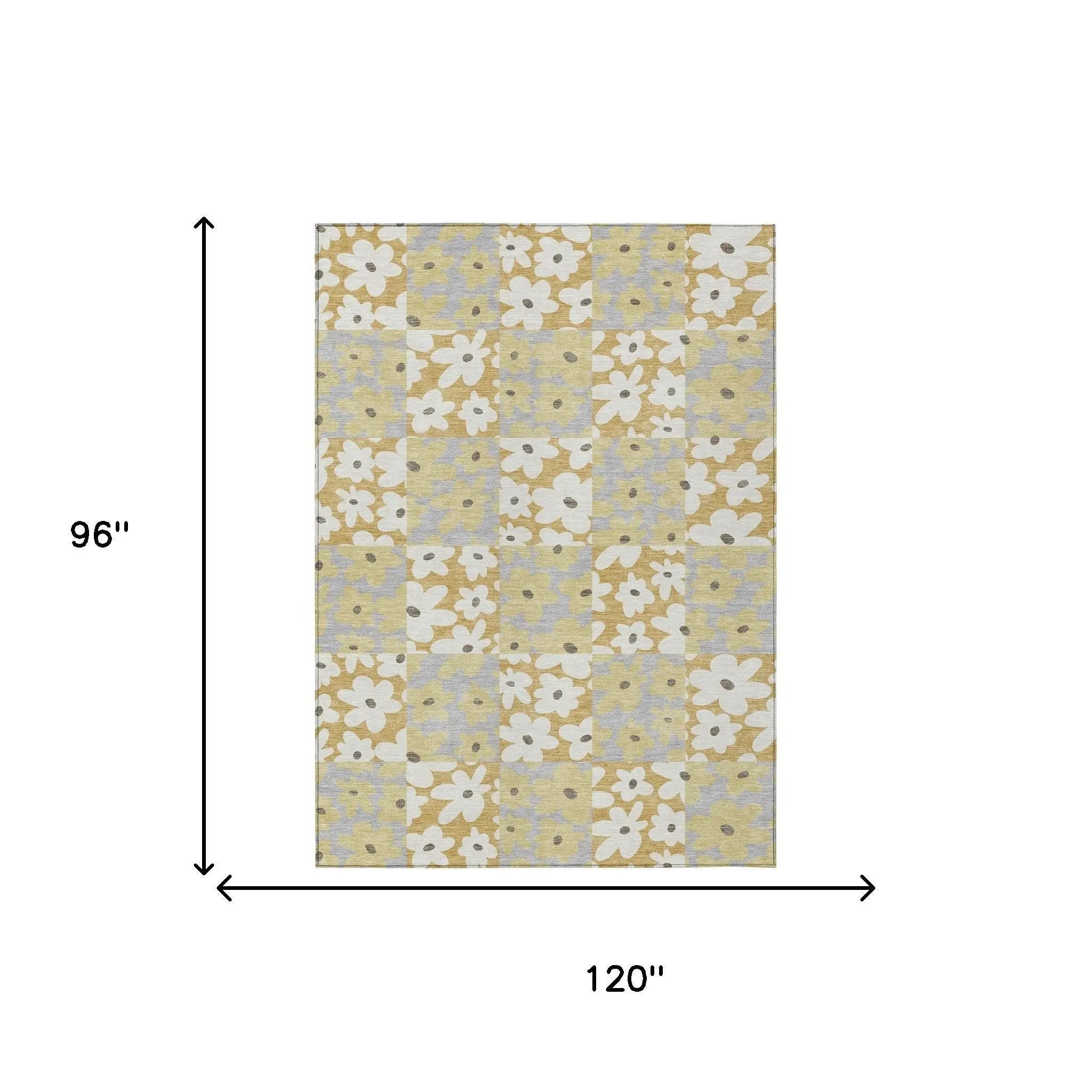 8' X 10' Gold And Ivory Floral Washable Indoor Outdoor Area Rug Homeroots Outdoor