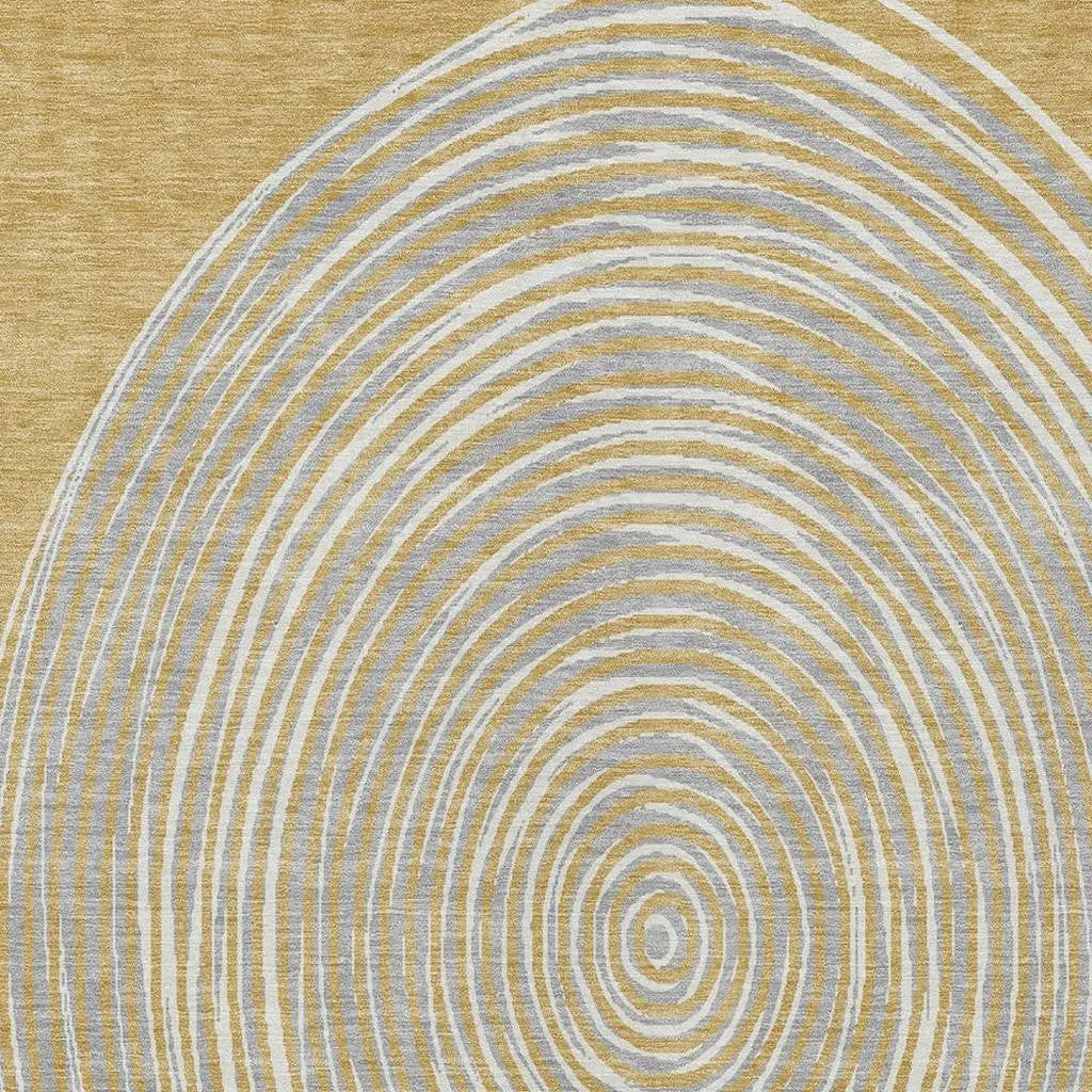 8' X 10' Gold And Ivory Geometric Washable Indoor Outdoor Area Rug Homeroots Outdoor