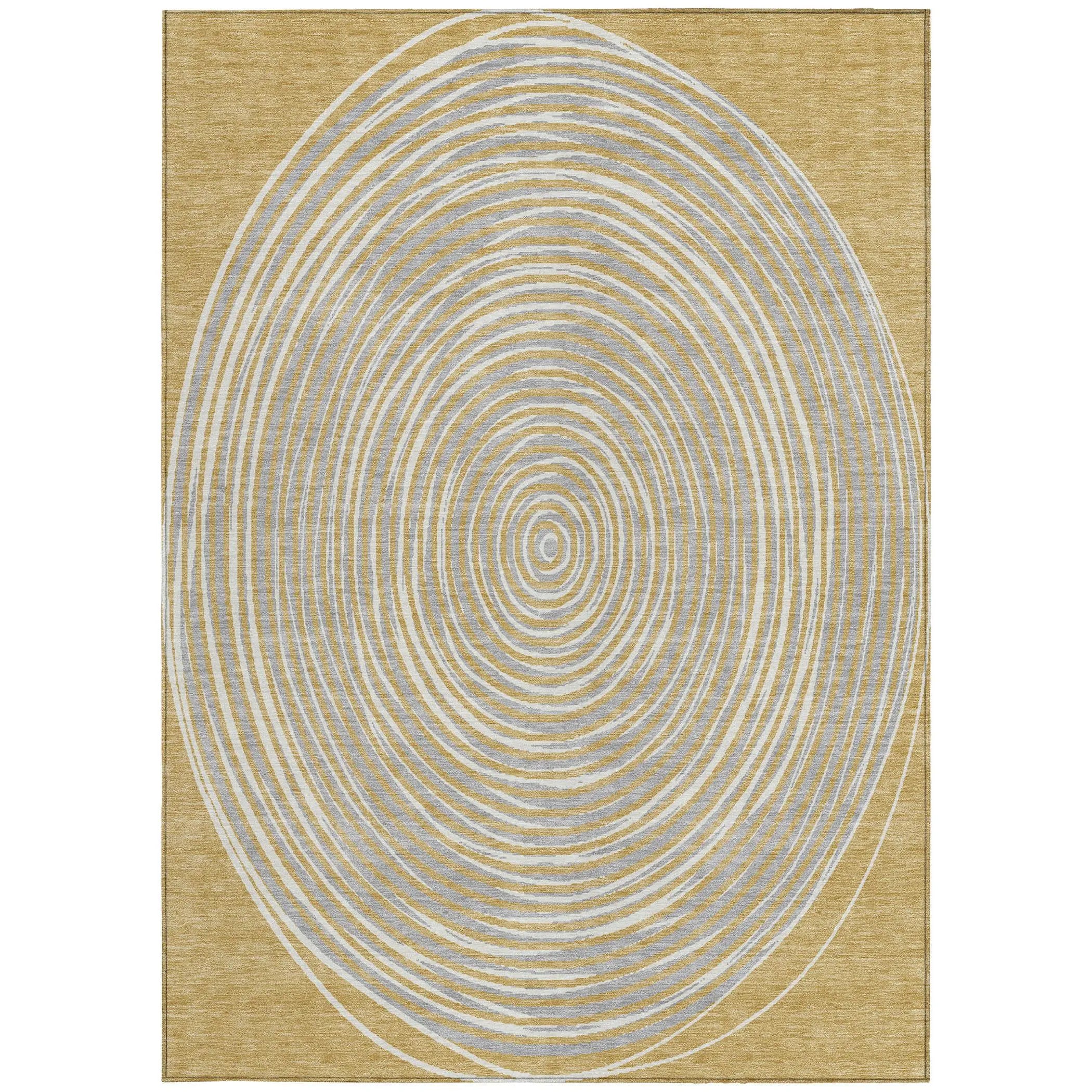 8' X 10' Gold And Ivory Geometric Washable Indoor Outdoor Area Rug Homeroots Outdoor