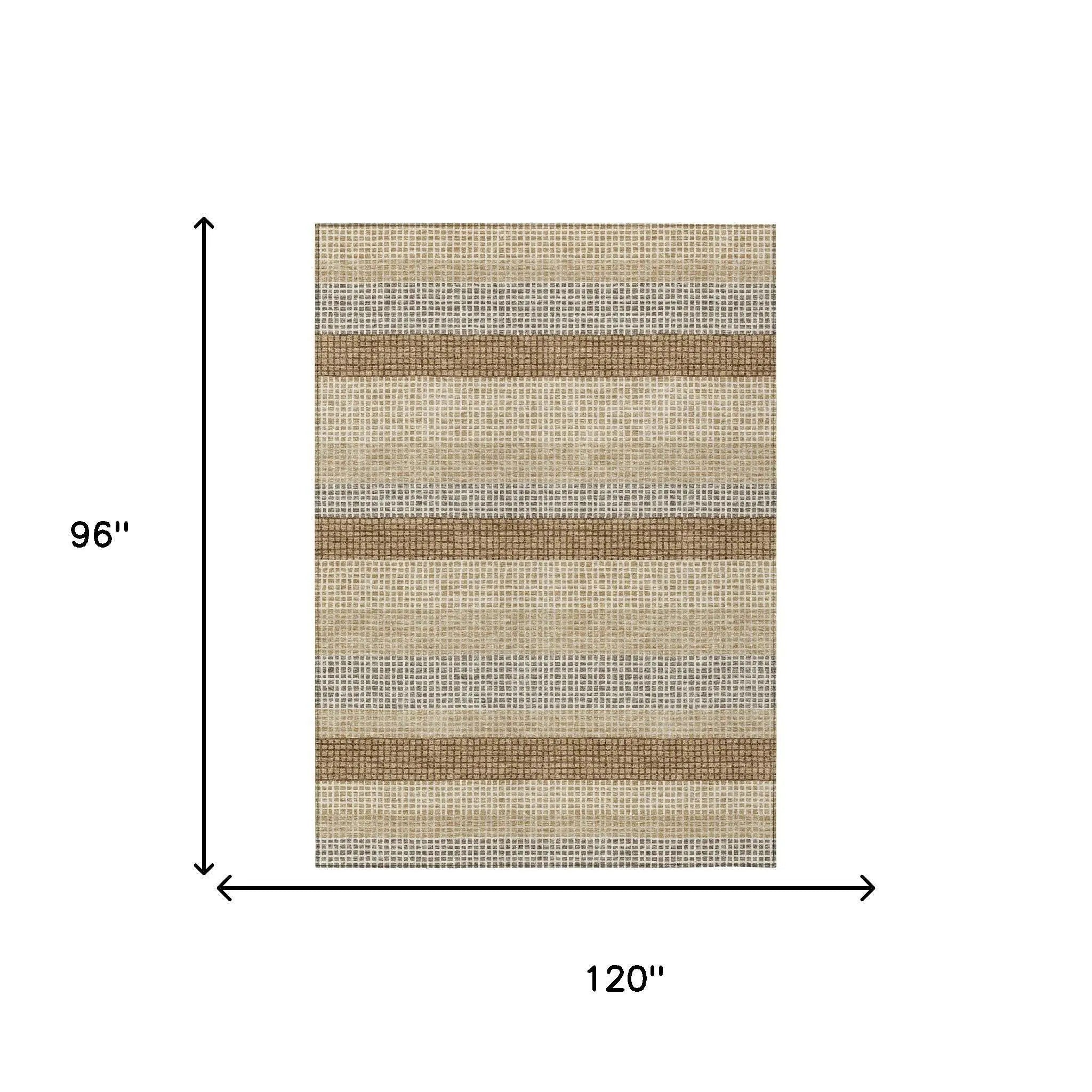 8' X 10' Gold And Ivory Striped Washable Indoor Outdoor Area Rug Homeroots Outdoor