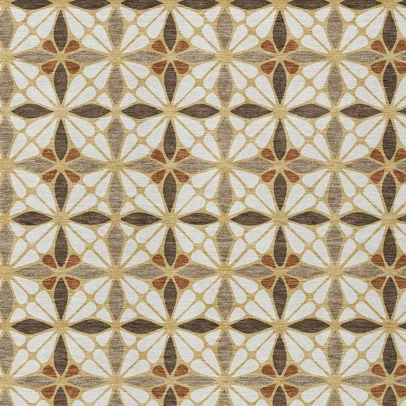 8' X 10' Gold And Orange Geometric Washable Indoor Outdoor Area Rug Homeroots Outdoor