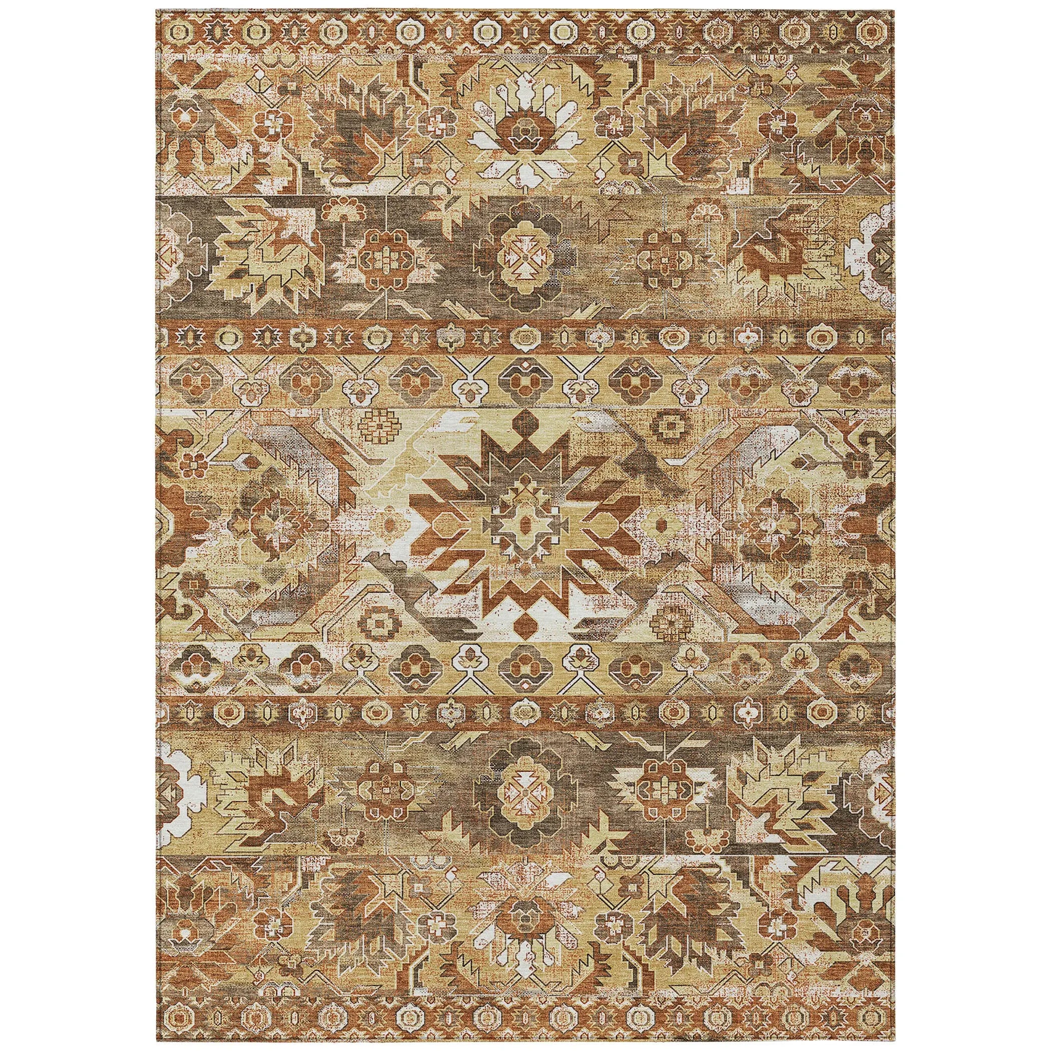 8' X 10' Gold And Saffron Cactus Washable Indoor Outdoor Area Rug Homeroots Outdoor