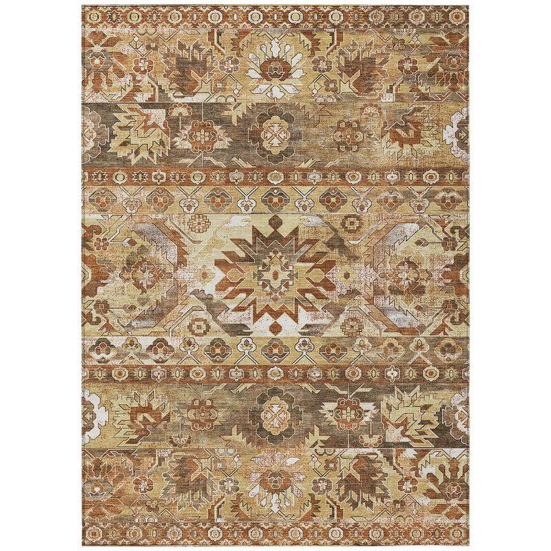 8' X 10' Gold And Saffron Cactus Washable Indoor Outdoor Area Rug Homeroots Outdoor
