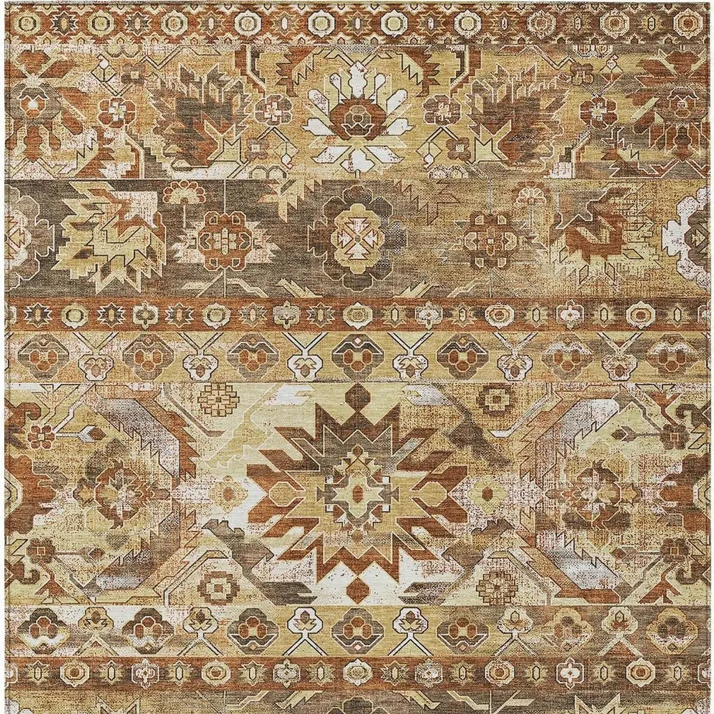 8' X 10' Gold And Saffron Cactus Washable Indoor Outdoor Area Rug Homeroots Outdoor