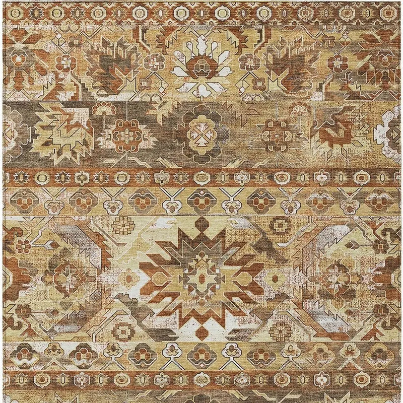 8' X 10' Gold And Saffron Cactus Washable Indoor Outdoor Area Rug Homeroots Outdoor