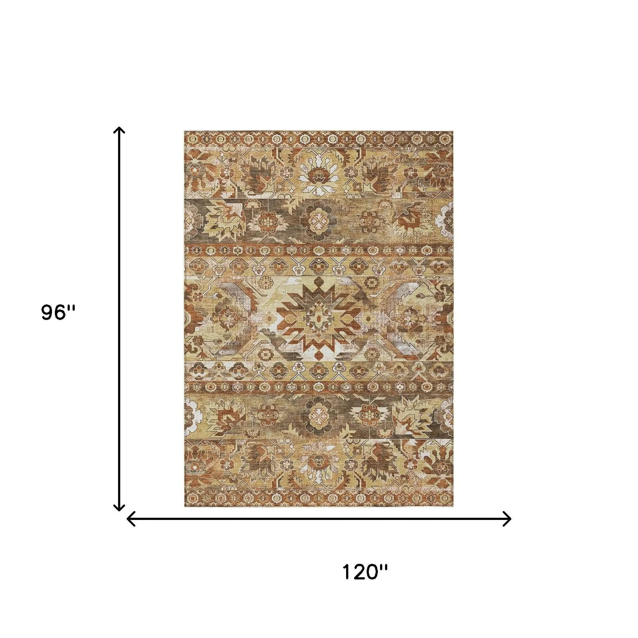 8' X 10' Gold And Saffron Cactus Washable Indoor Outdoor Area Rug Homeroots Outdoor