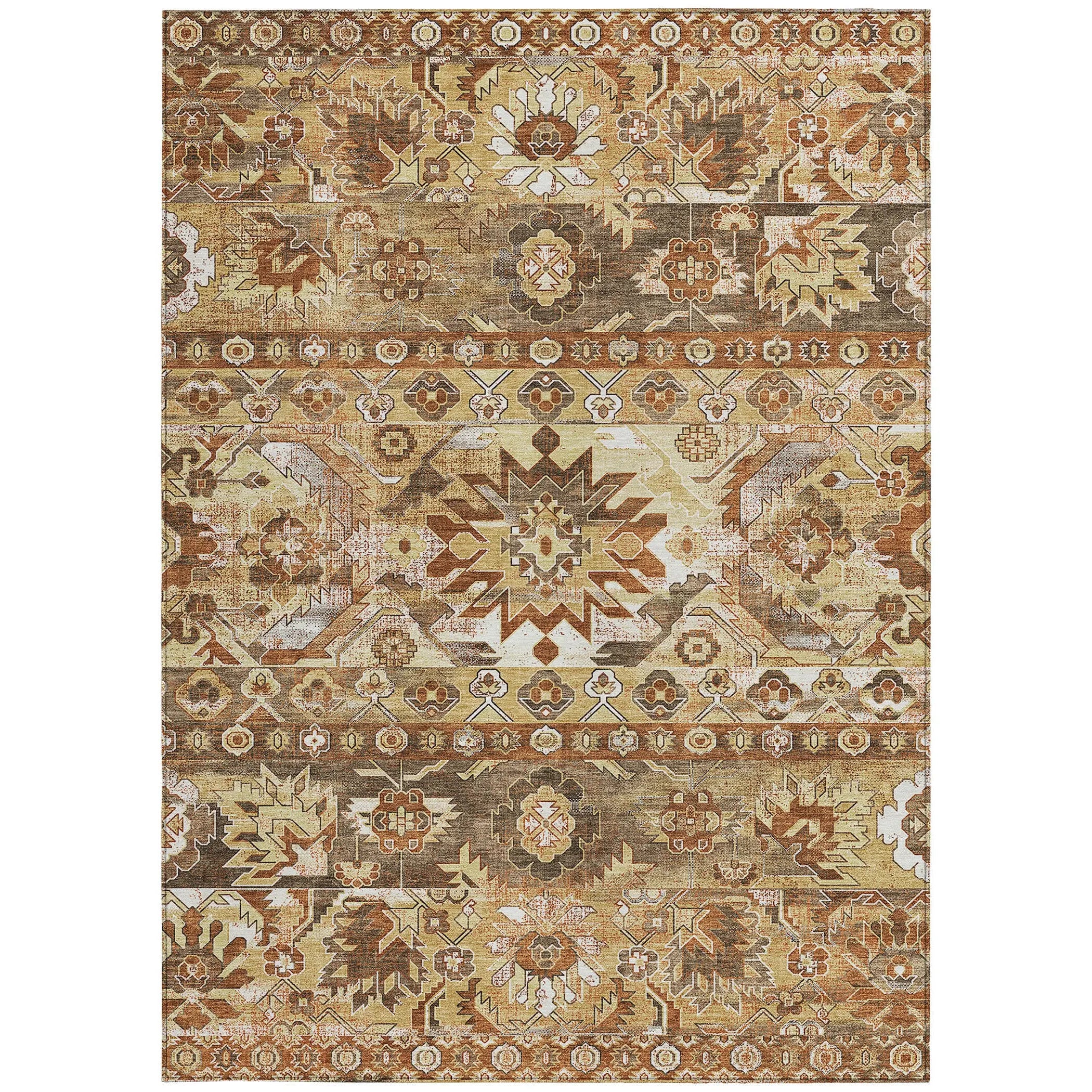 8' X 10' Gold And Saffron Cactus Washable Indoor Outdoor Area Rug Homeroots Outdoor