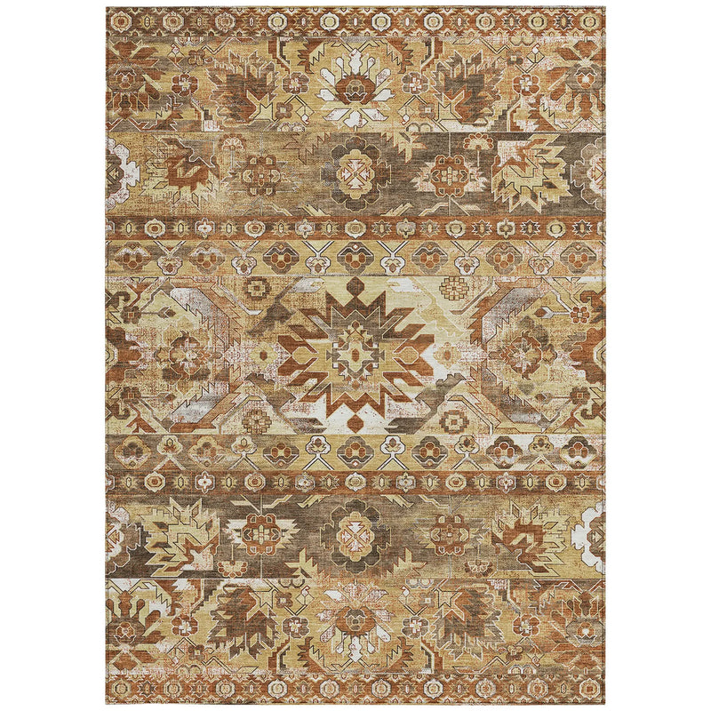 8' X 10' Gold And Saffron Cactus Washable Indoor Outdoor Area Rug Homeroots Outdoor