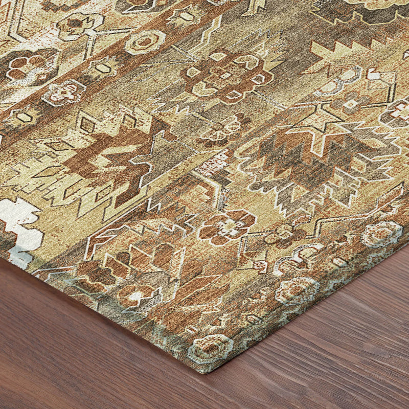 8' X 10' Gold And Saffron Cactus Washable Indoor Outdoor Area Rug Homeroots Outdoor