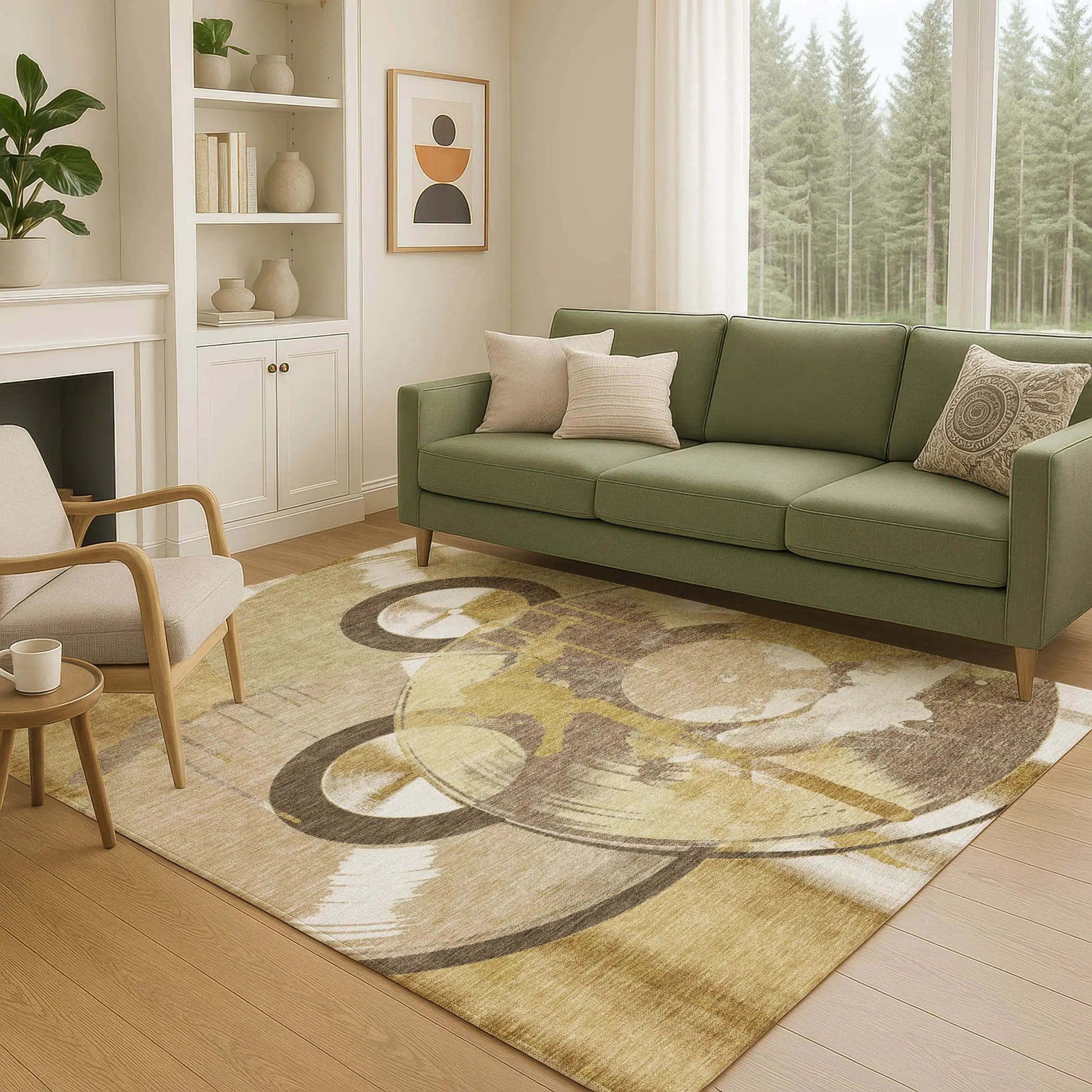 8' X 10' Gold And Saffron Geometric Washable Indoor Outdoor Area Rug Homeroots Outdoor