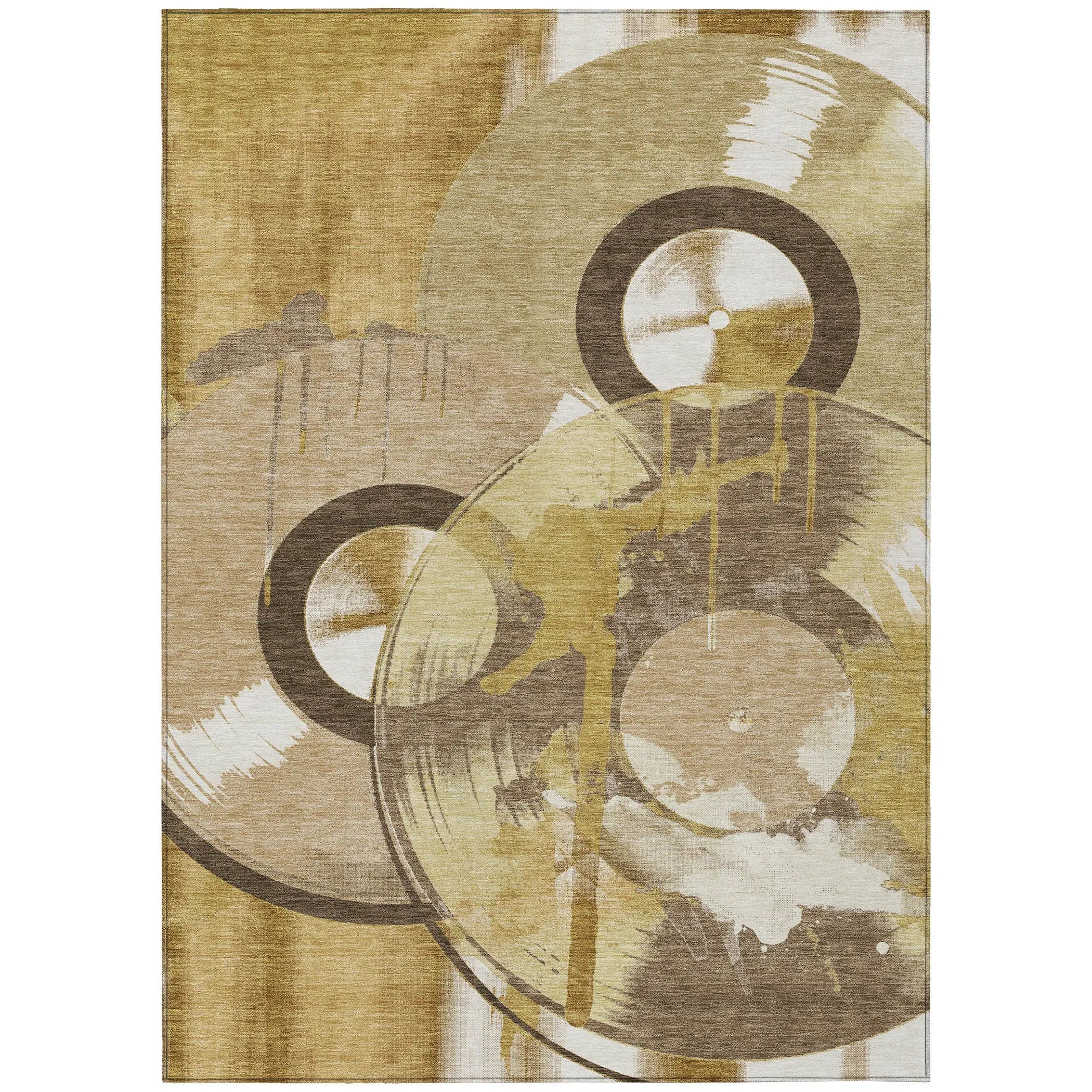 8' X 10' Gold And Saffron Geometric Washable Indoor Outdoor Area Rug Homeroots Outdoor