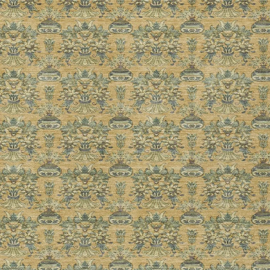 8' X 10' Gold And Silver Floral Washable Indoor Outdoor Area Rug Homeroots Outdoor