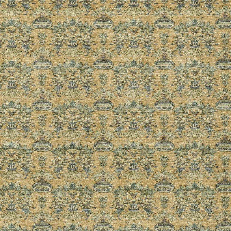 8' X 10' Gold And Silver Floral Washable Indoor Outdoor Area Rug Homeroots Outdoor