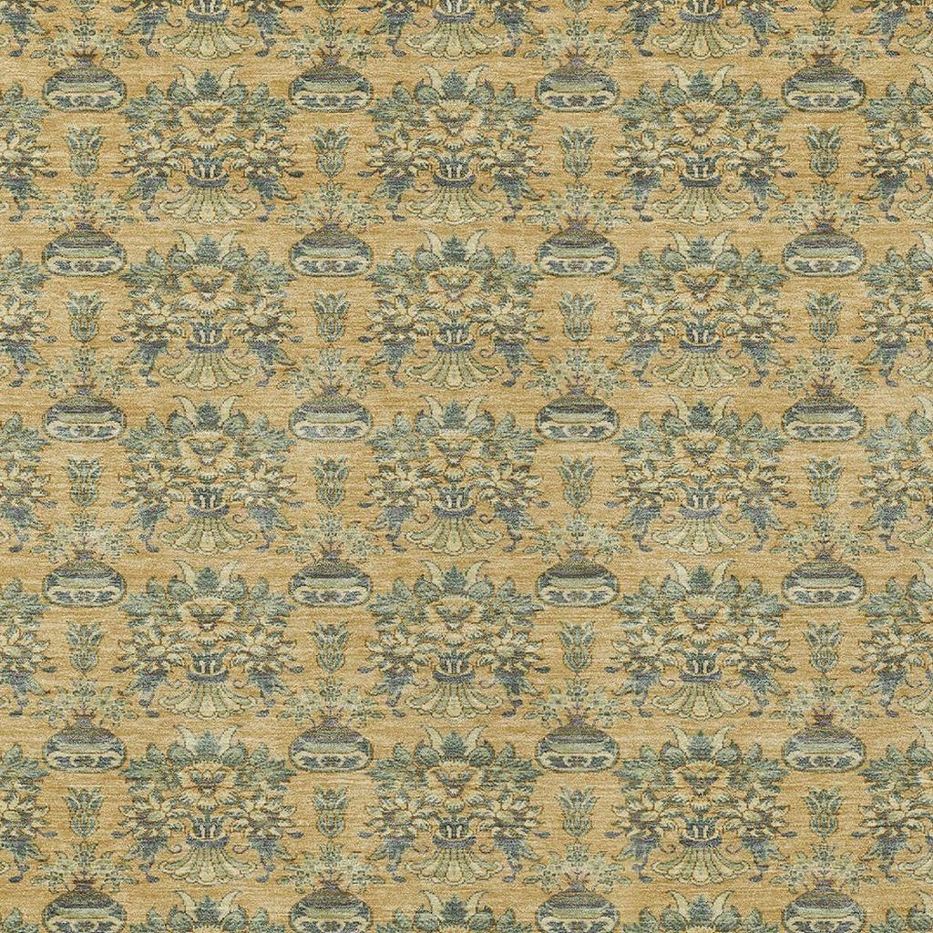 8' X 10' Gold And Silver Floral Washable Indoor Outdoor Area Rug Homeroots Outdoor