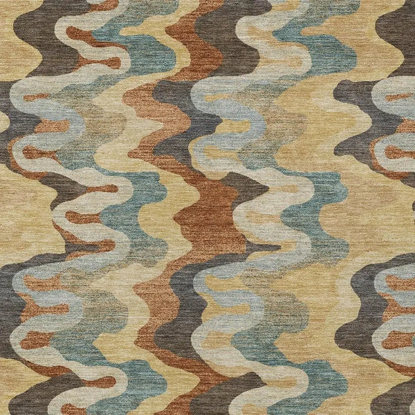 8' X 10' Gold And Wheat Abstract Washable Indoor Outdoor Area Rug Homeroots Outdoor