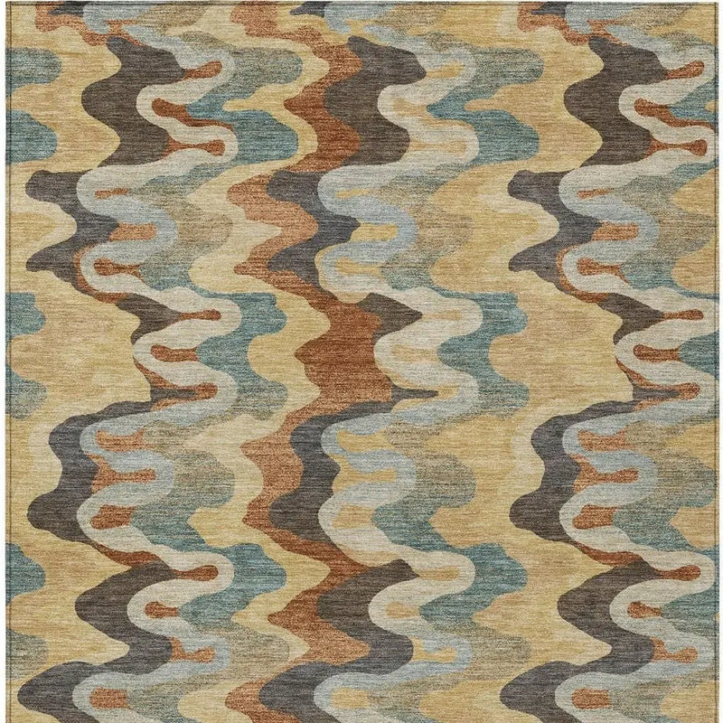 8' X 10' Gold And Wheat Abstract Washable Indoor Outdoor Area Rug Homeroots Outdoor