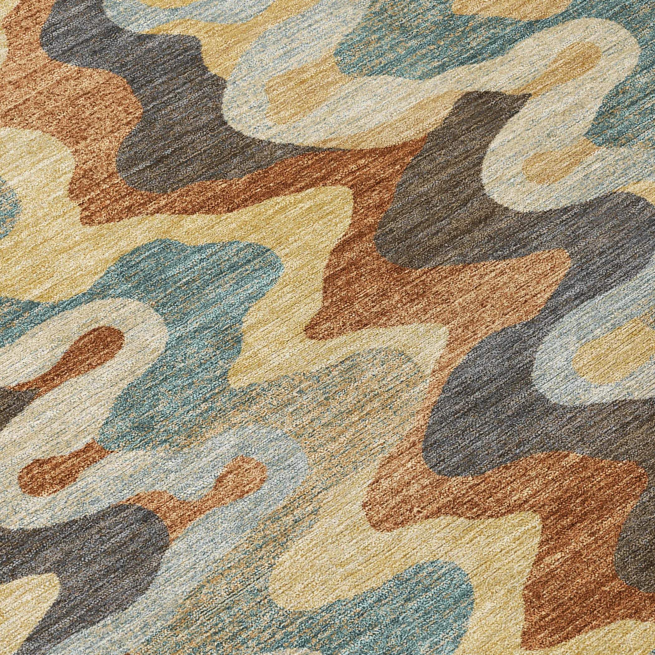 8' X 10' Gold And Wheat Abstract Washable Indoor Outdoor Area Rug Homeroots Outdoor