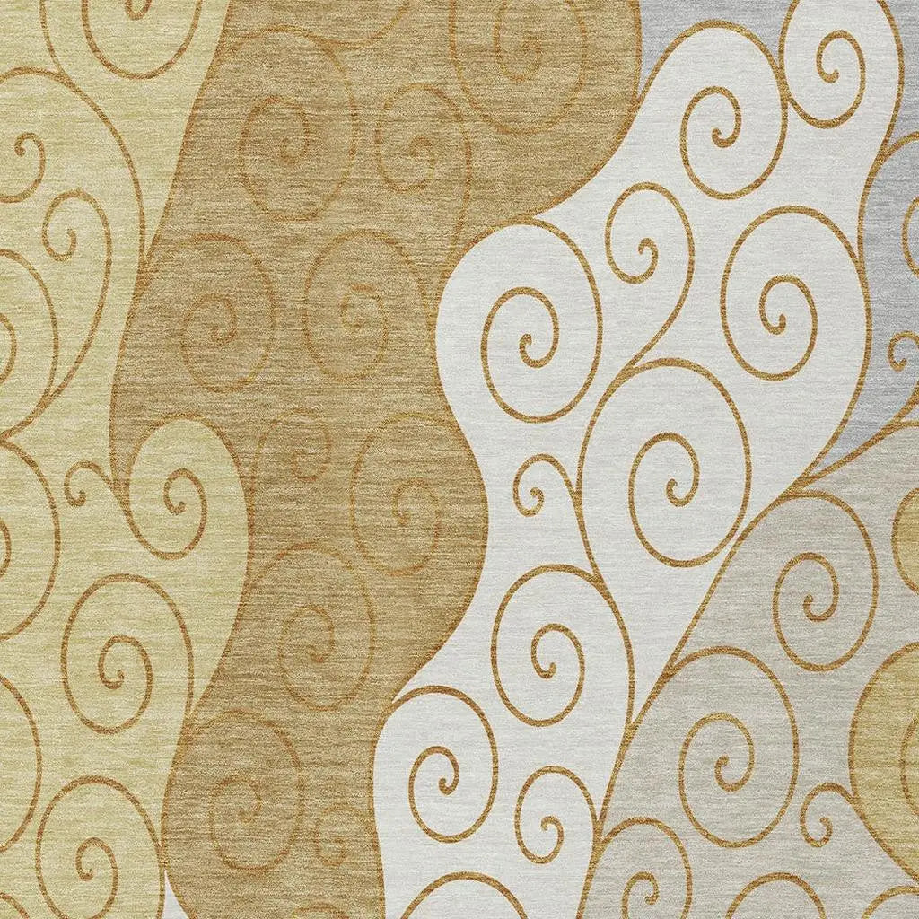 8' X 10' Gold And Wheat Abstract Washable Indoor Outdoor Area Rug Homeroots Outdoor