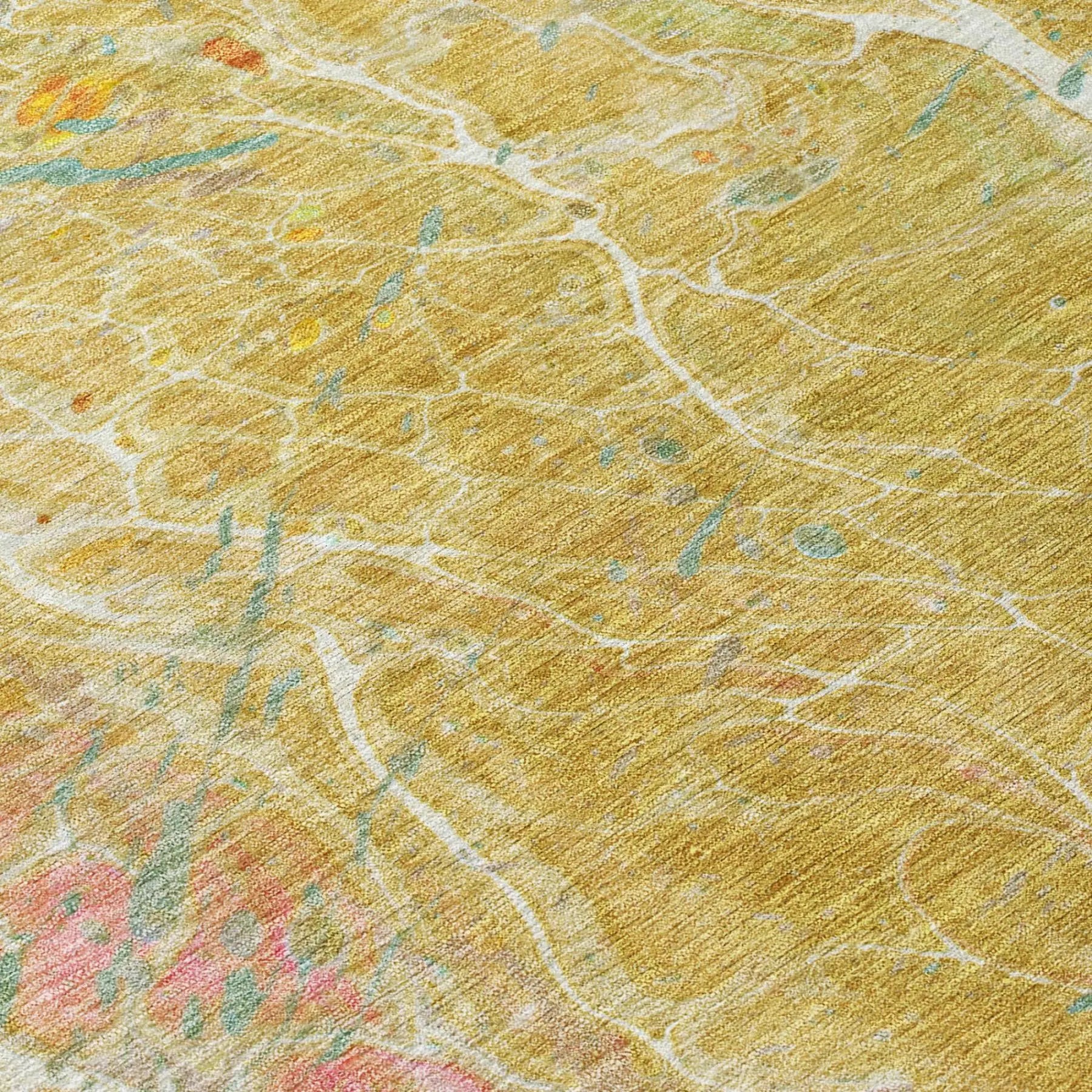 8' X 10' Gold And Wheat Abstract Washable Indoor Outdoor Area Rug Homeroots Outdoor