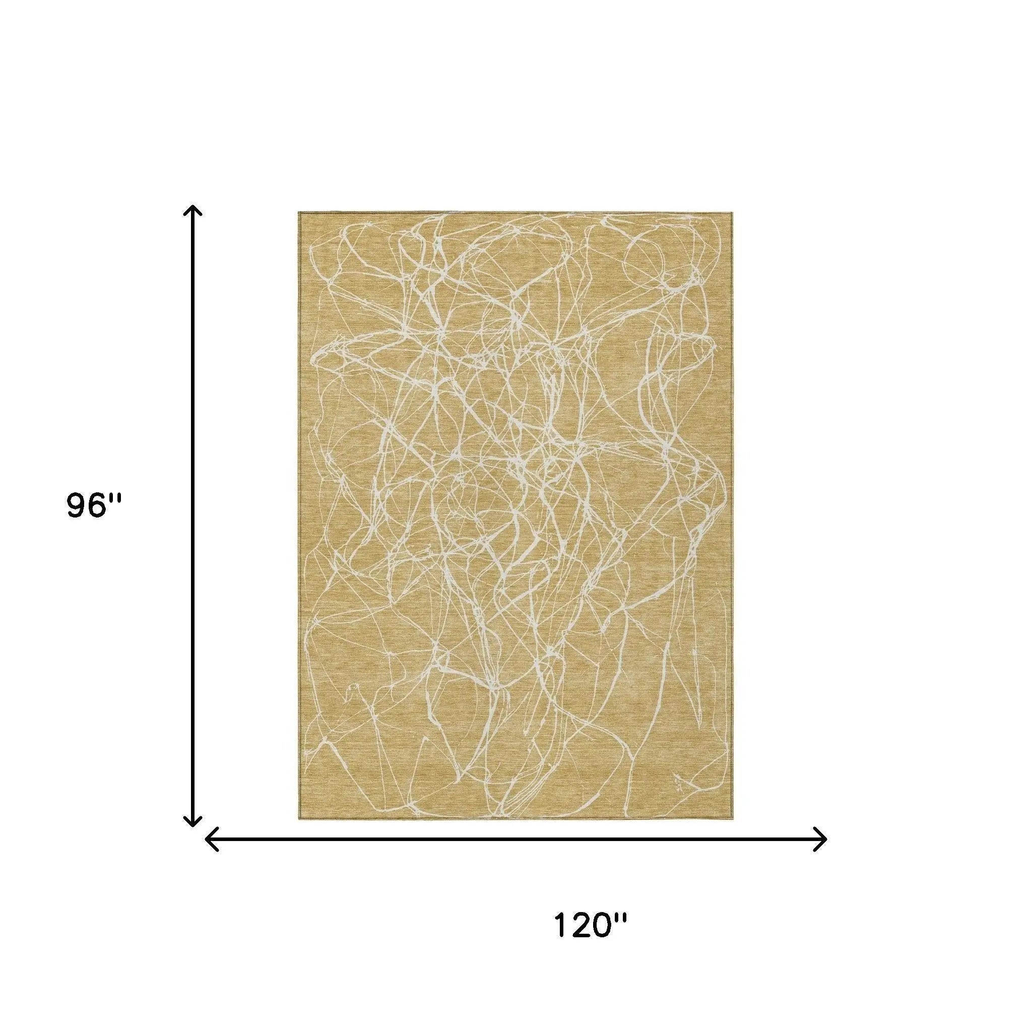 8' X 10' Gold And Wheat Abstract Washable Indoor Outdoor Area Rug Homeroots Outdoor