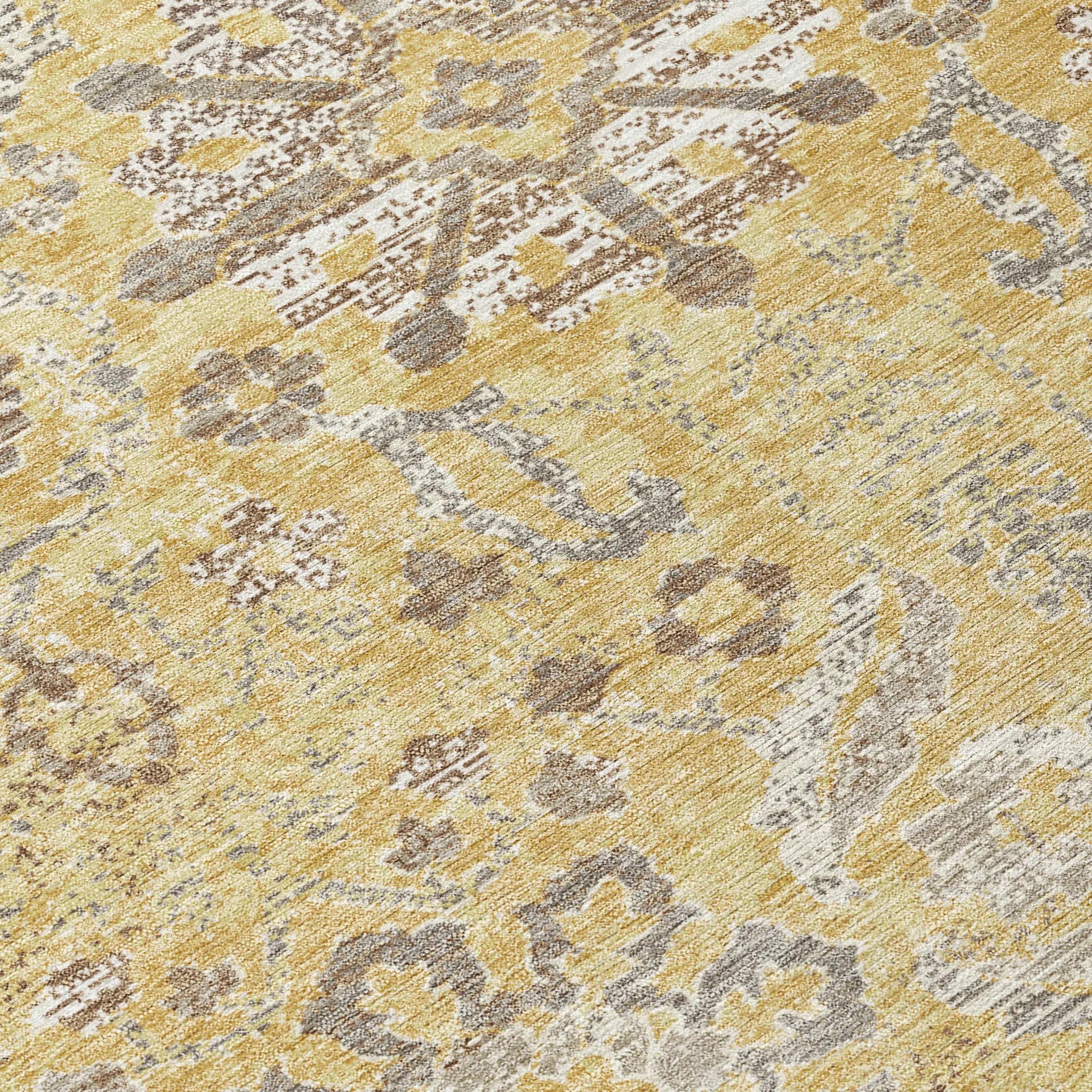 8' X 10' Gold And Wheat Damask Washable Indoor Outdoor Area Rug Homeroots Outdoor