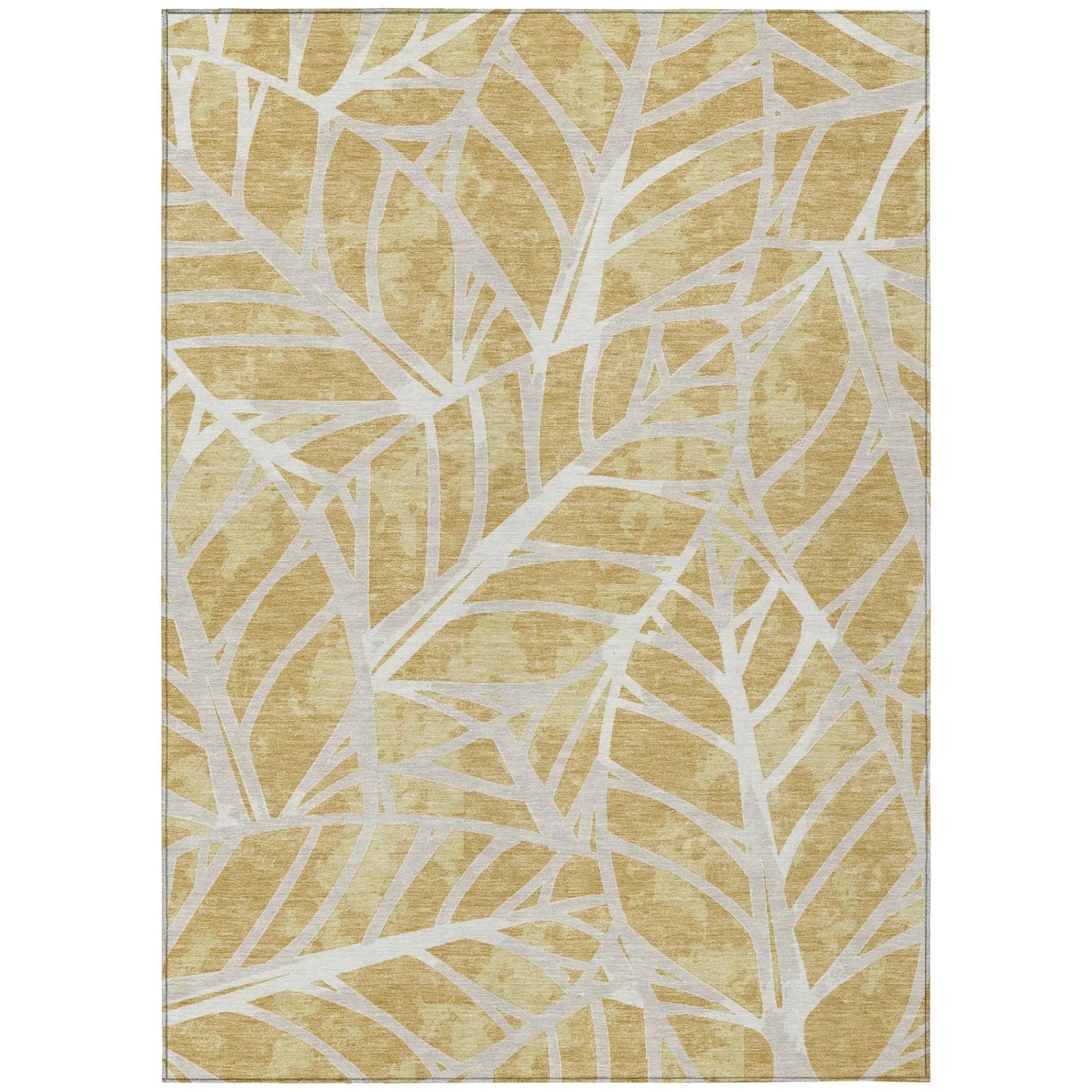8' X 10' Gold And Wheat Floral Washable Indoor Outdoor Area Rug Homeroots Outdoor