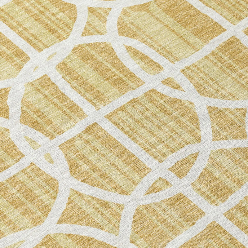 8' X 10' Gold And Wheat Geometric Washable Indoor Outdoor Area Rug Homeroots Outdoor