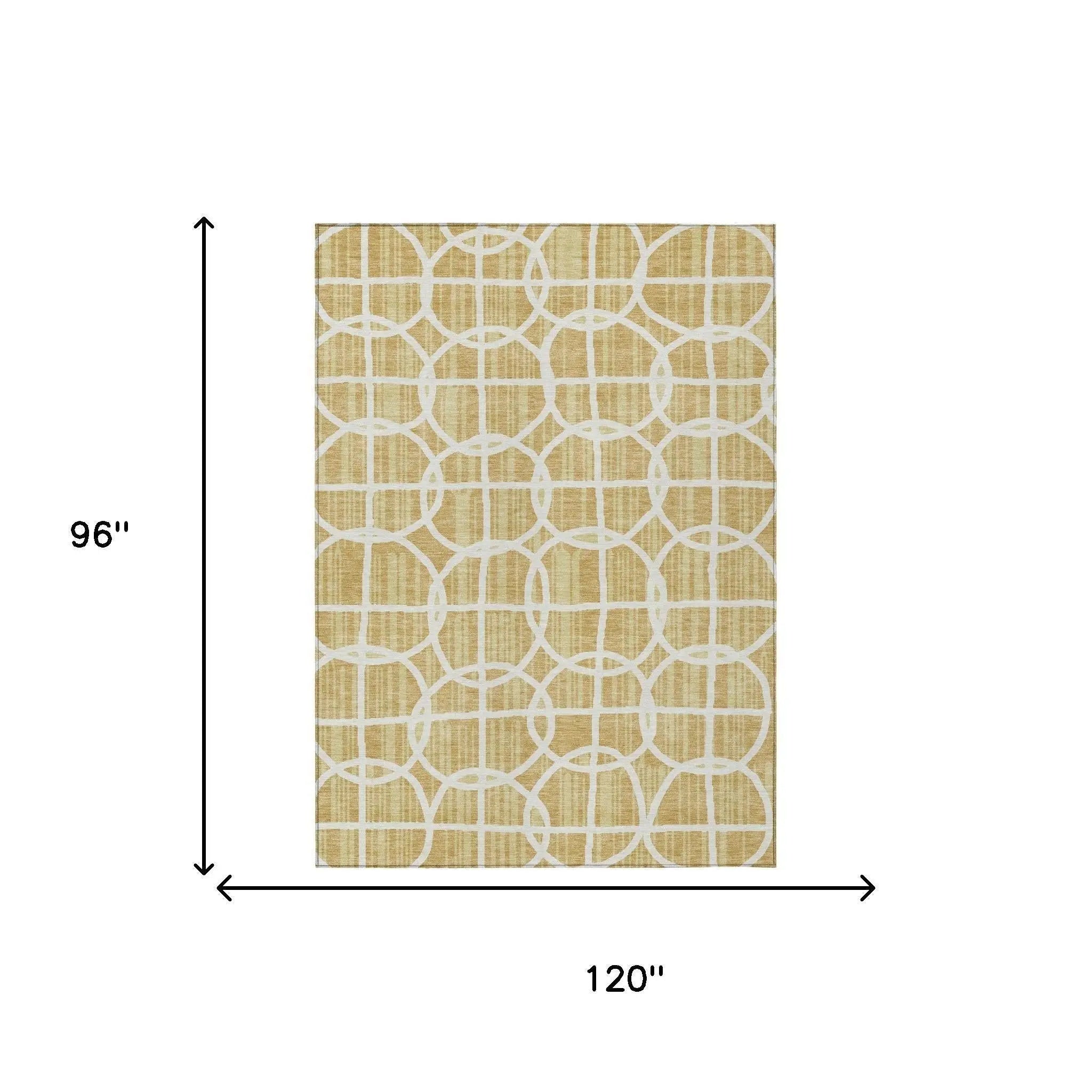 8' X 10' Gold And Wheat Geometric Washable Indoor Outdoor Area Rug Homeroots Outdoor