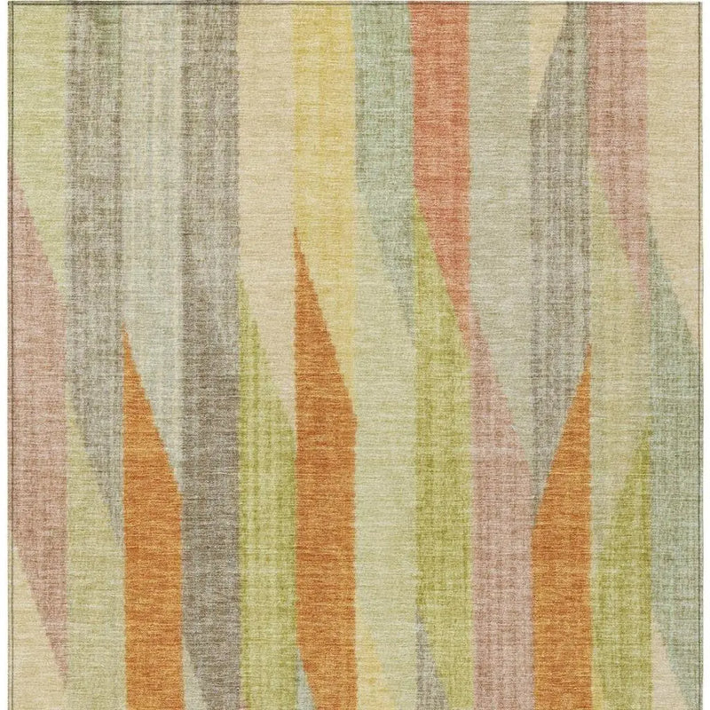 8' X 10' Gold And Wheat Striped Washable Indoor Outdoor Area Rug Homeroots Outdoor