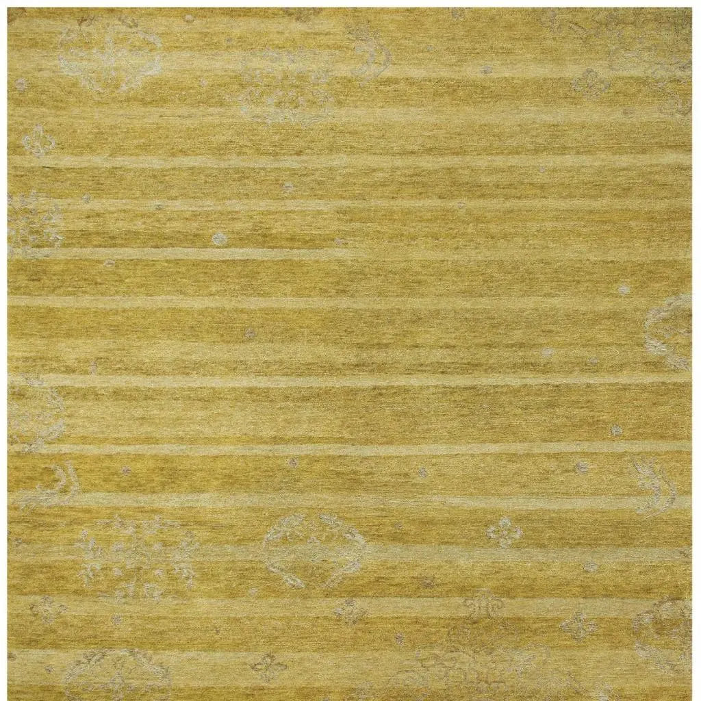 8' X 10' Gold And Yellow Striped Hand Knotted Area Rug Homeroots Home Decor