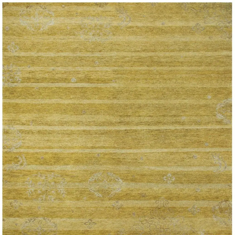 8' X 10' Gold And Yellow Striped Hand Knotted Area Rug Homeroots Home Decor