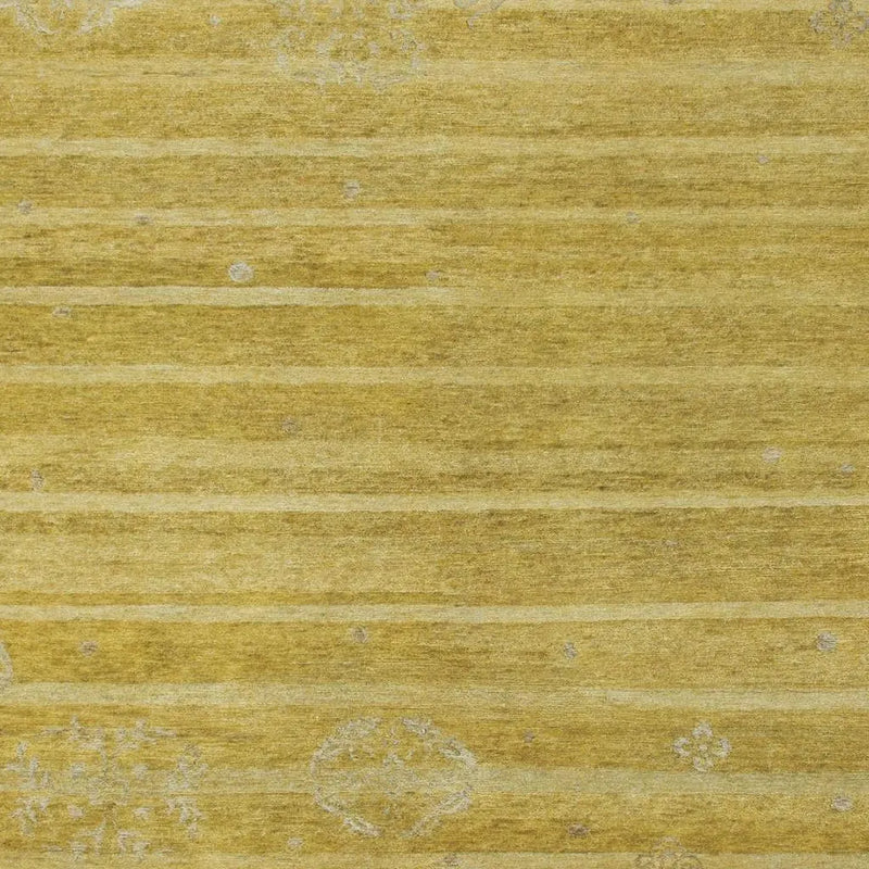 8' X 10' Gold And Yellow Striped Hand Knotted Area Rug Homeroots Home Decor