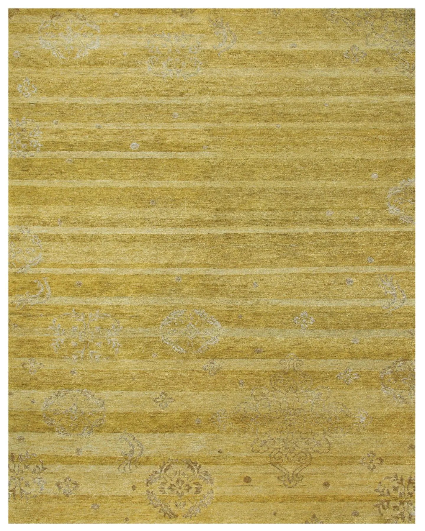 8' X 10' Gold And Yellow Striped Hand Knotted Area Rug Homeroots Home Decor