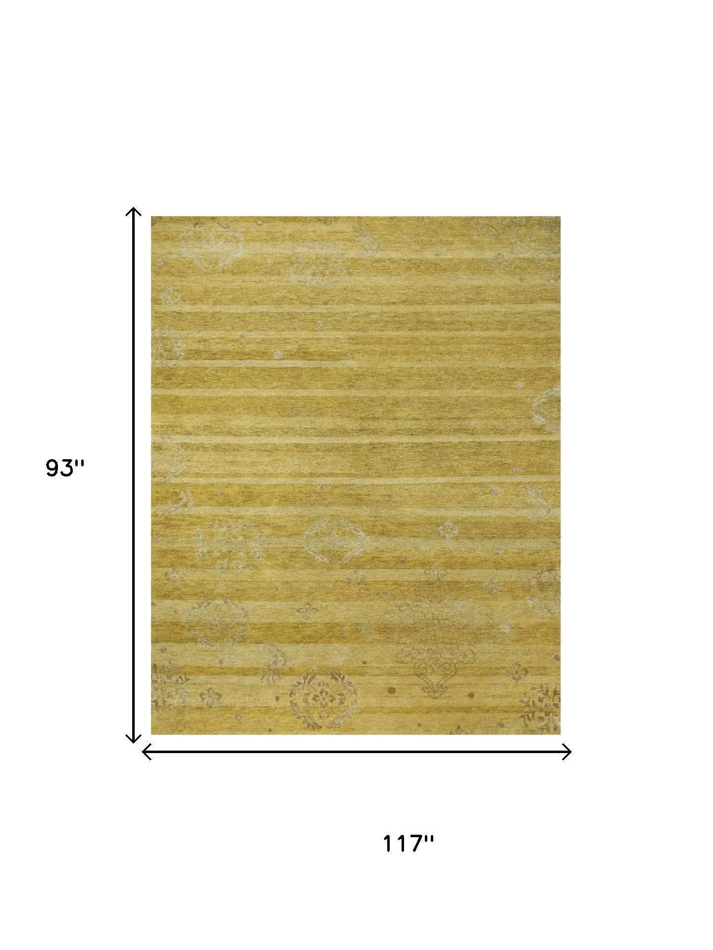 8' X 10' Gold And Yellow Striped Hand Knotted Area Rug Homeroots Home Decor