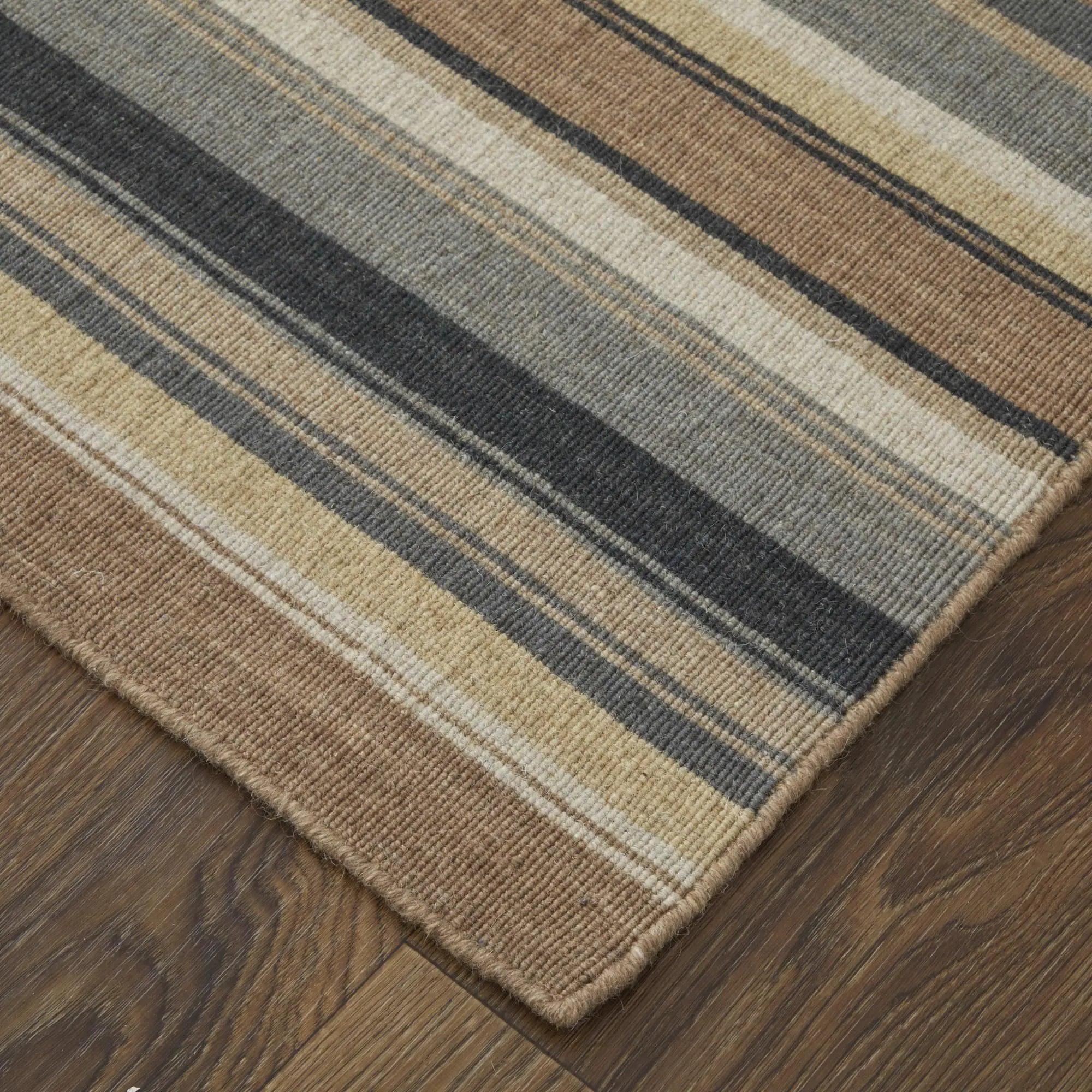 8' X 10' Gold Gray And Tan Wool Striped Hand Knotted Area Rug Homeroots Home Decor