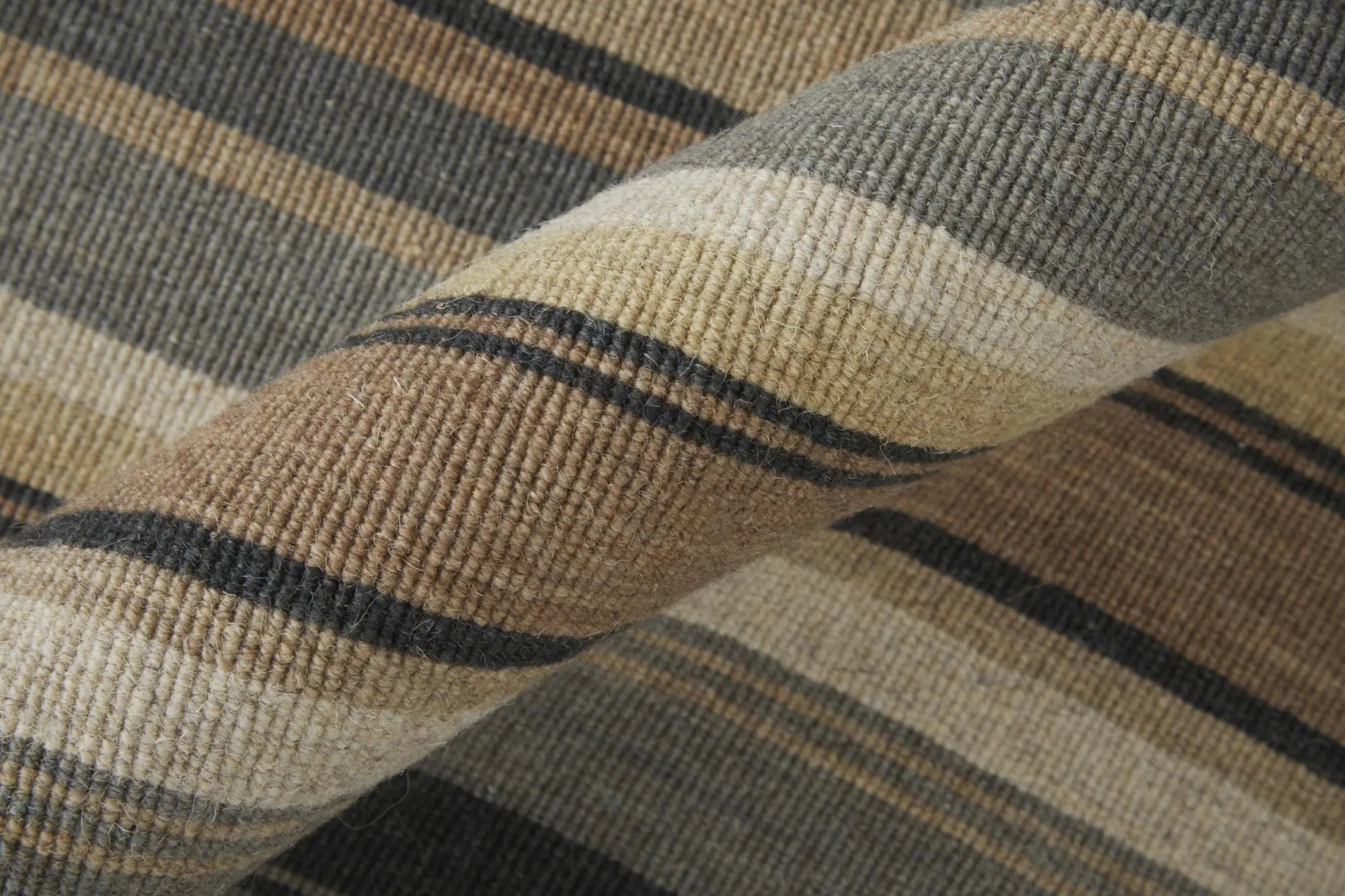 8' X 10' Gold Gray And Tan Wool Striped Hand Knotted Area Rug Homeroots Home Decor