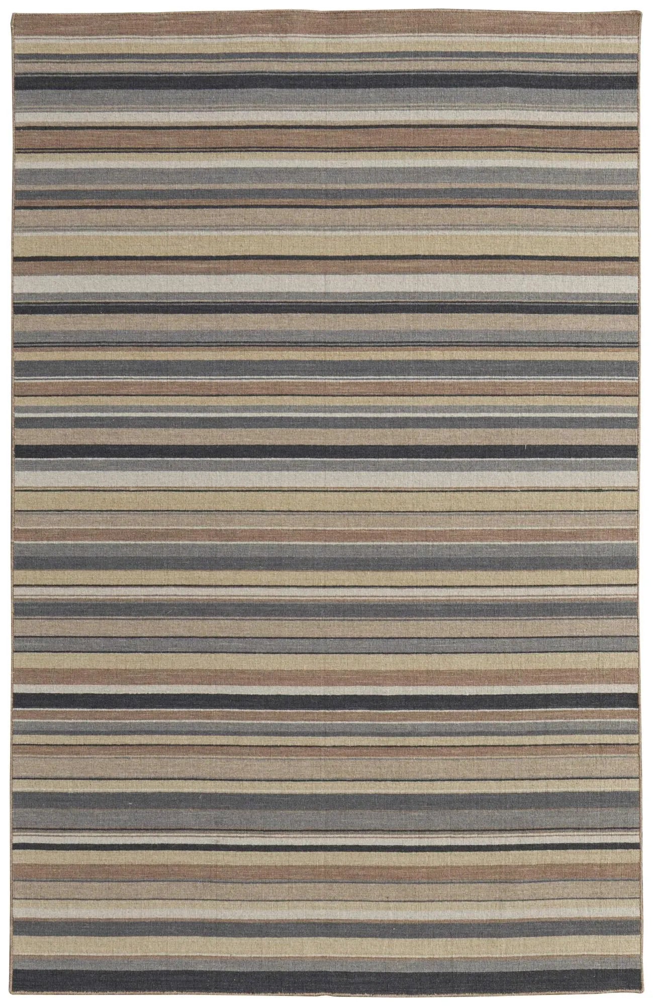 8' X 10' Gold Gray And Tan Wool Striped Hand Knotted Area Rug Homeroots Home Decor