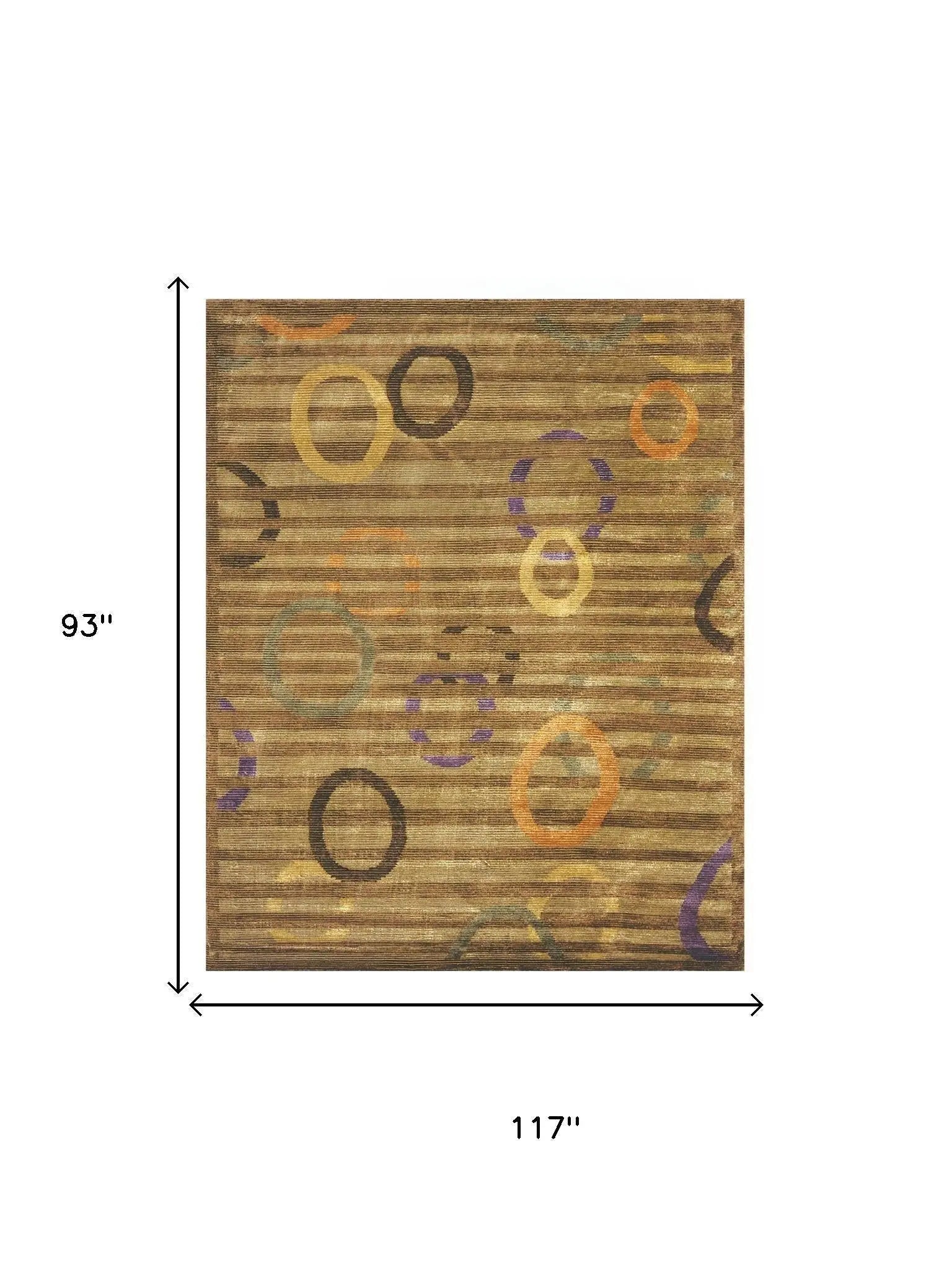 8' X 10' Gold Purple And Orange Striped Hand Knotted Area Rug Homeroots Home Decor