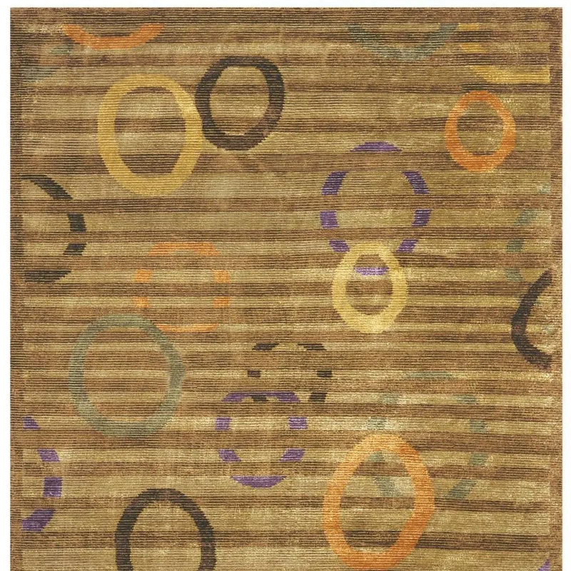 8' X 10' Gold Purple And Orange Striped Hand Knotted Area Rug Homeroots Home Decor