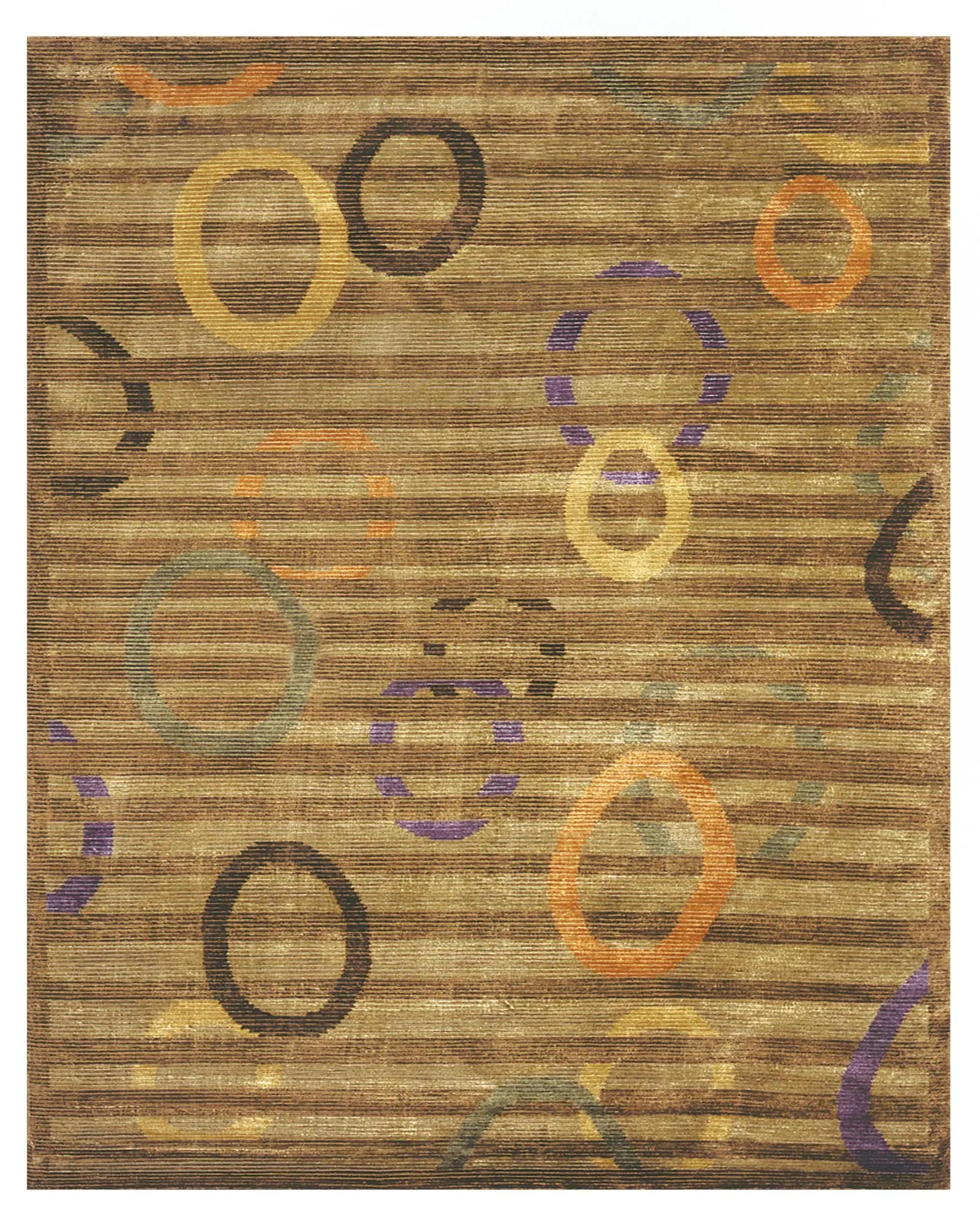 8' X 10' Gold Purple And Orange Striped Hand Knotted Area Rug Homeroots Home Decor
