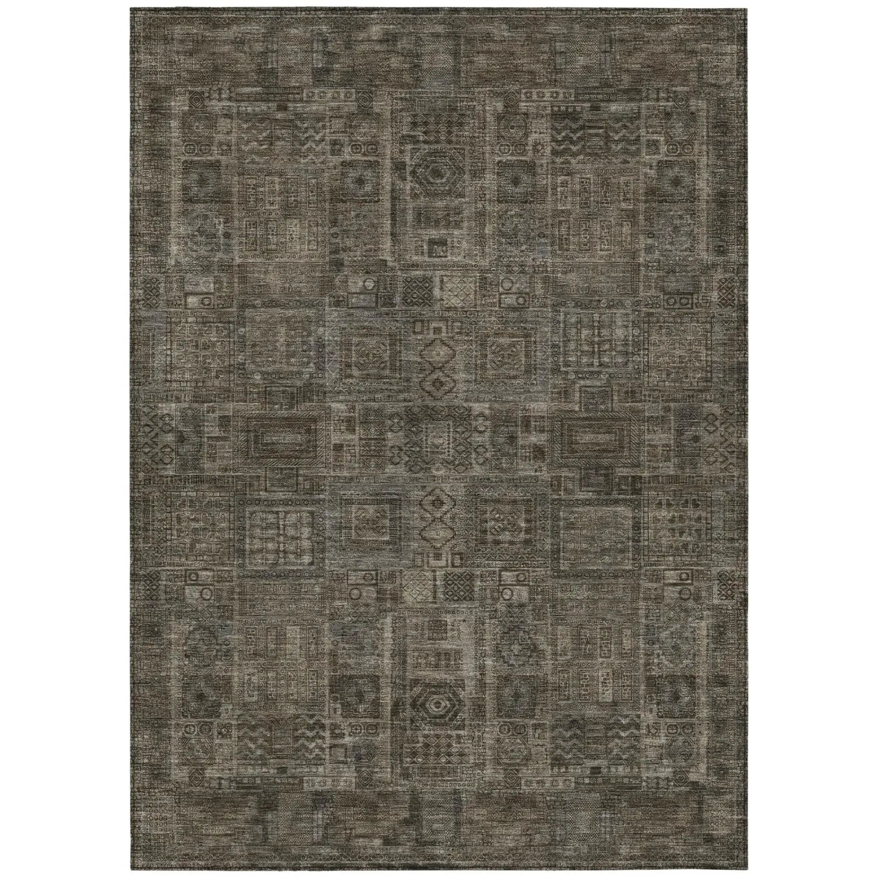 8' X 10' Granite Gray And Gray Oriental Washable Indoor Outdoor Area Rug Homeroots Outdoor