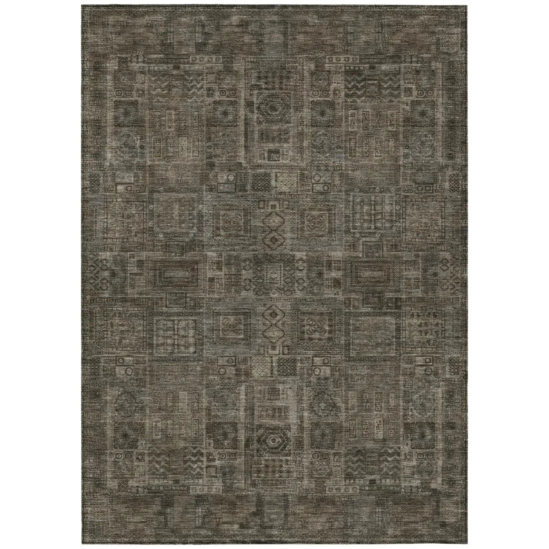 8' X 10' Granite Gray And Gray Oriental Washable Indoor Outdoor Area Rug Homeroots Outdoor