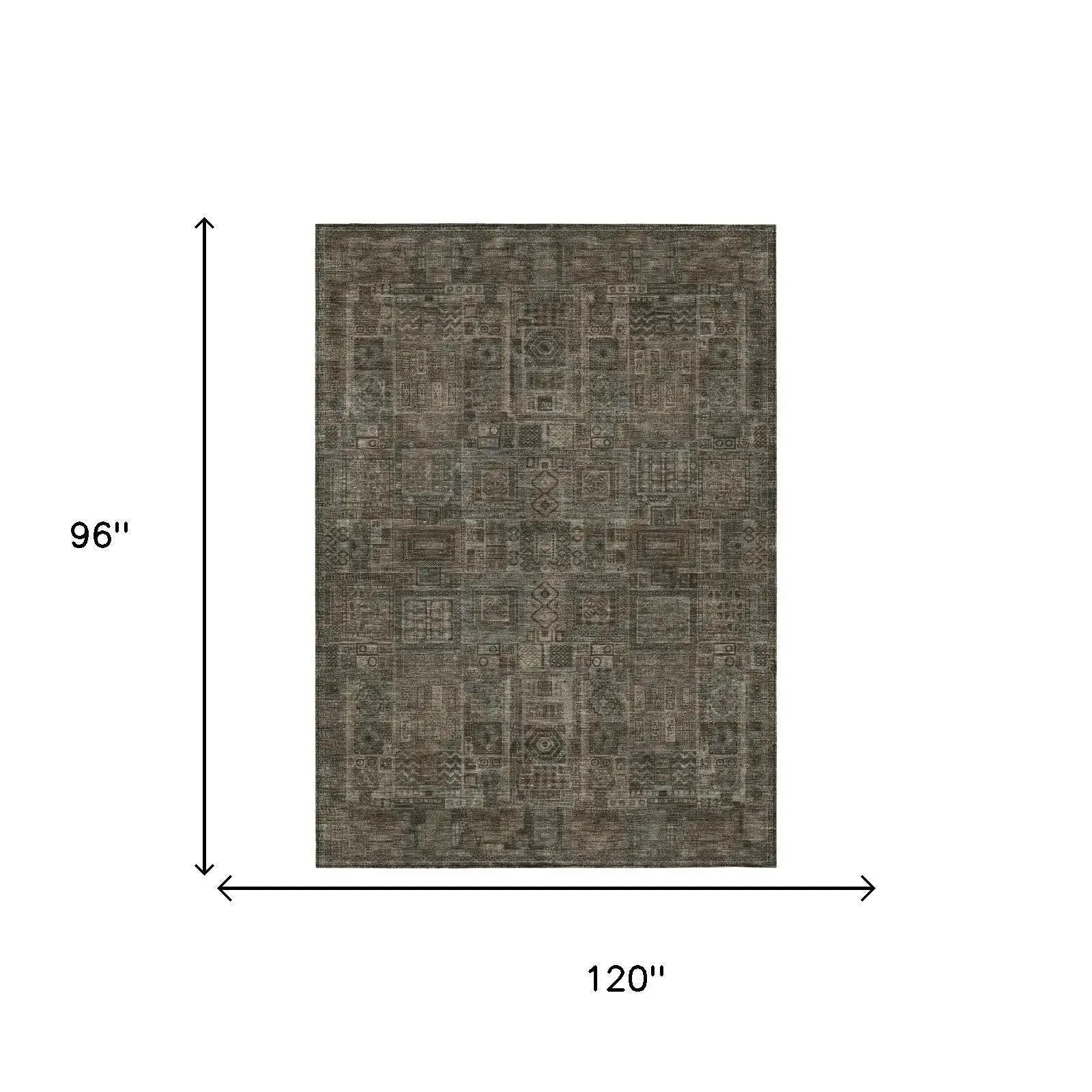 8' X 10' Granite Gray And Gray Oriental Washable Indoor Outdoor Area Rug Homeroots Outdoor