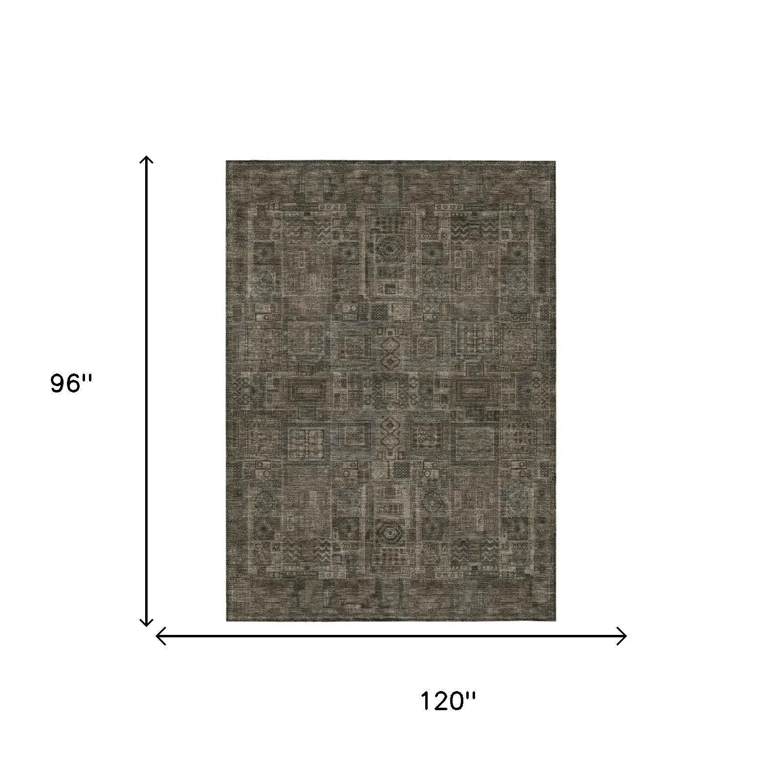 8' X 10' Granite Gray And Gray Oriental Washable Indoor Outdoor Area Rug Homeroots Outdoor