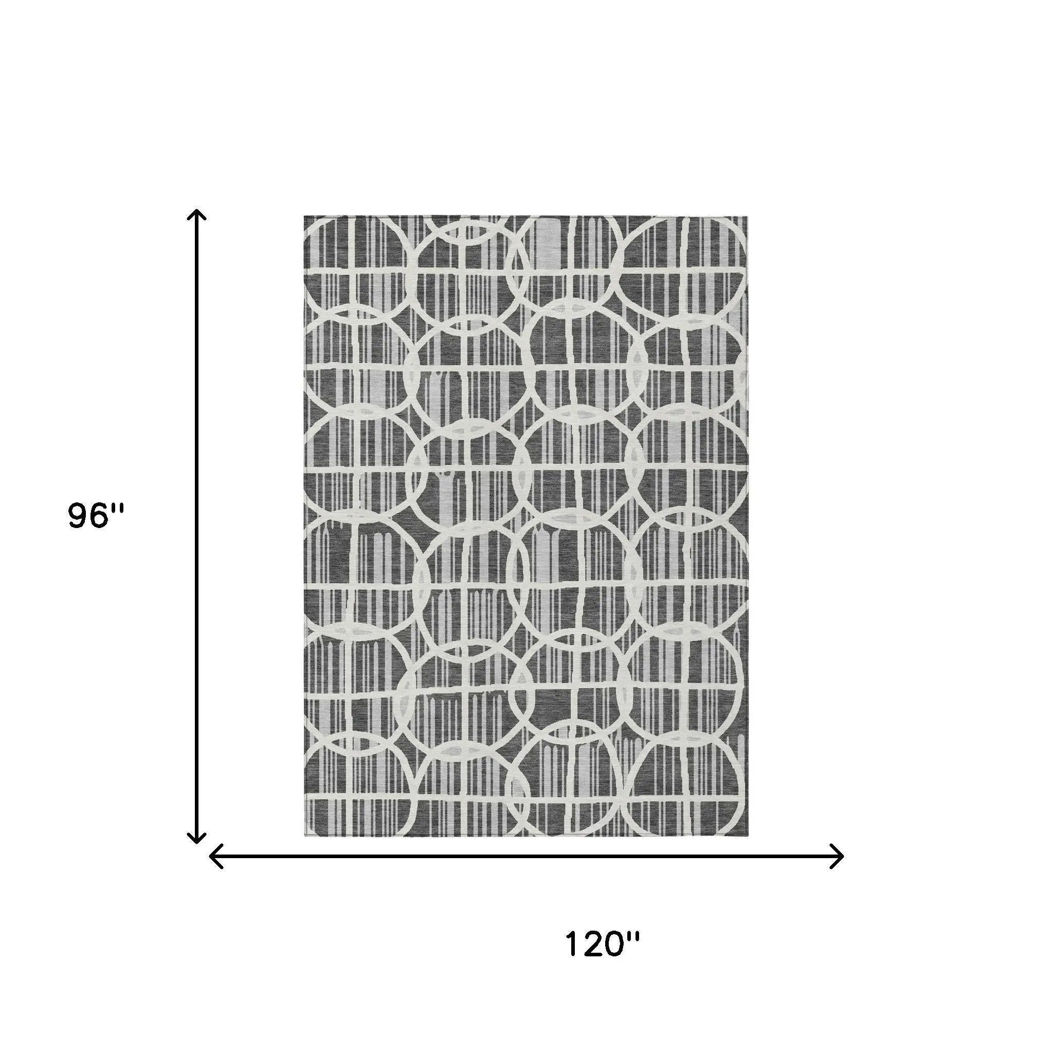 8' X 10' Graphite And Gray Geometric Washable Indoor Outdoor Area Rug Homeroots Outdoor