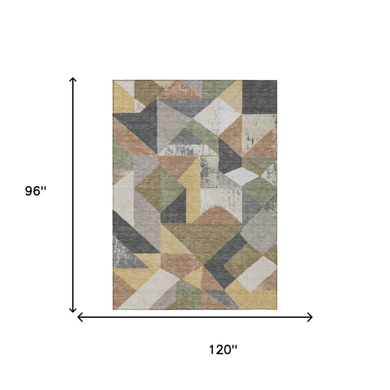 8' X 10' Graphite And Gray Geometric Washable Indoor Outdoor Area Rug Homeroots Outdoor