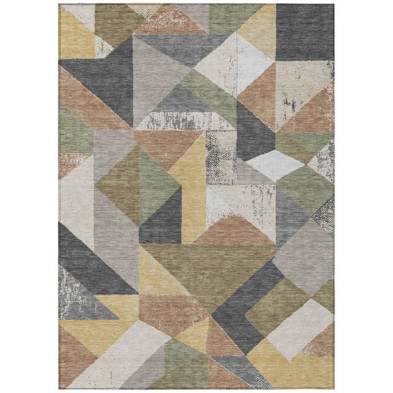 8' X 10' Graphite And Gray Geometric Washable Indoor Outdoor Area Rug Homeroots Outdoor